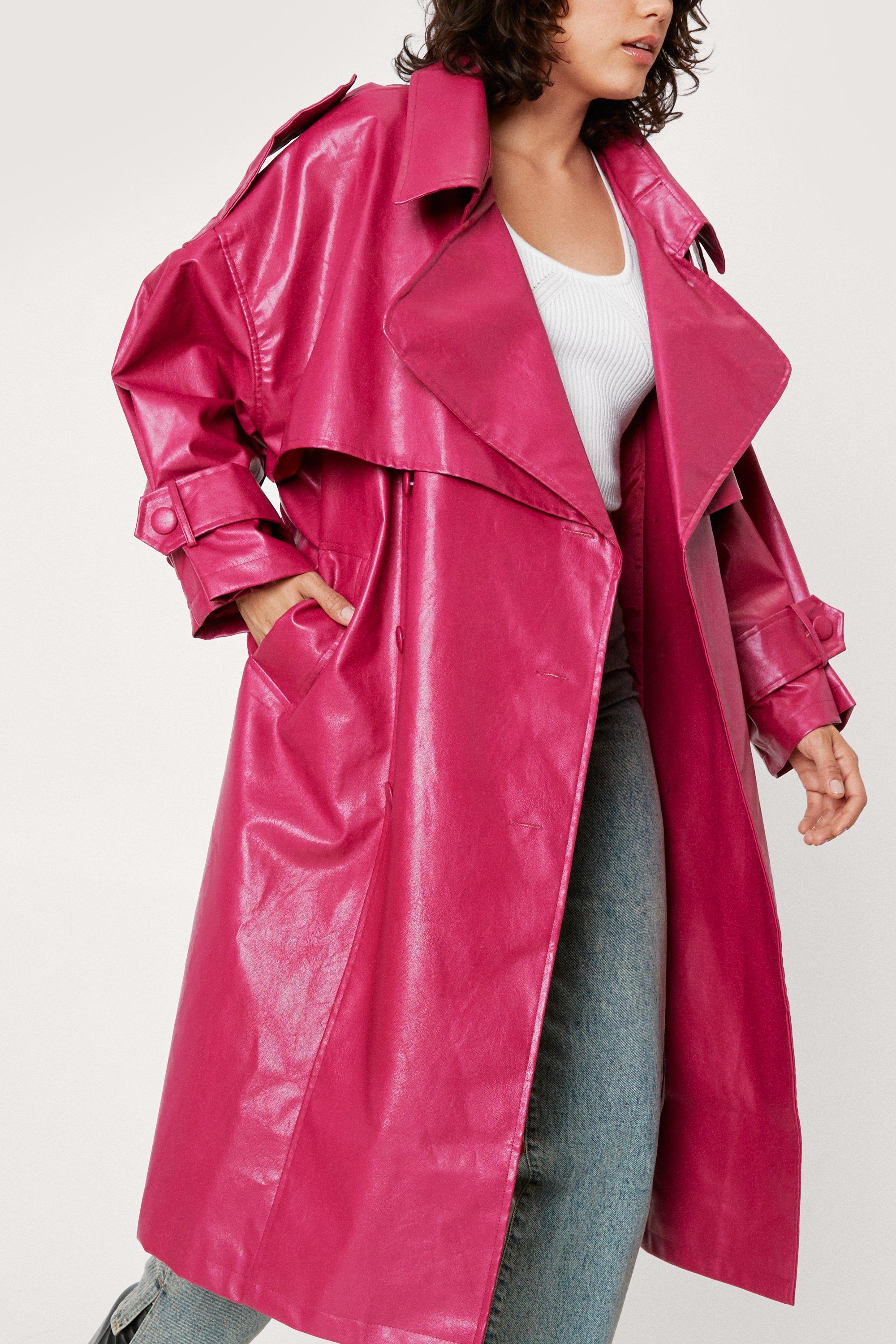 Pink on sale leather coat