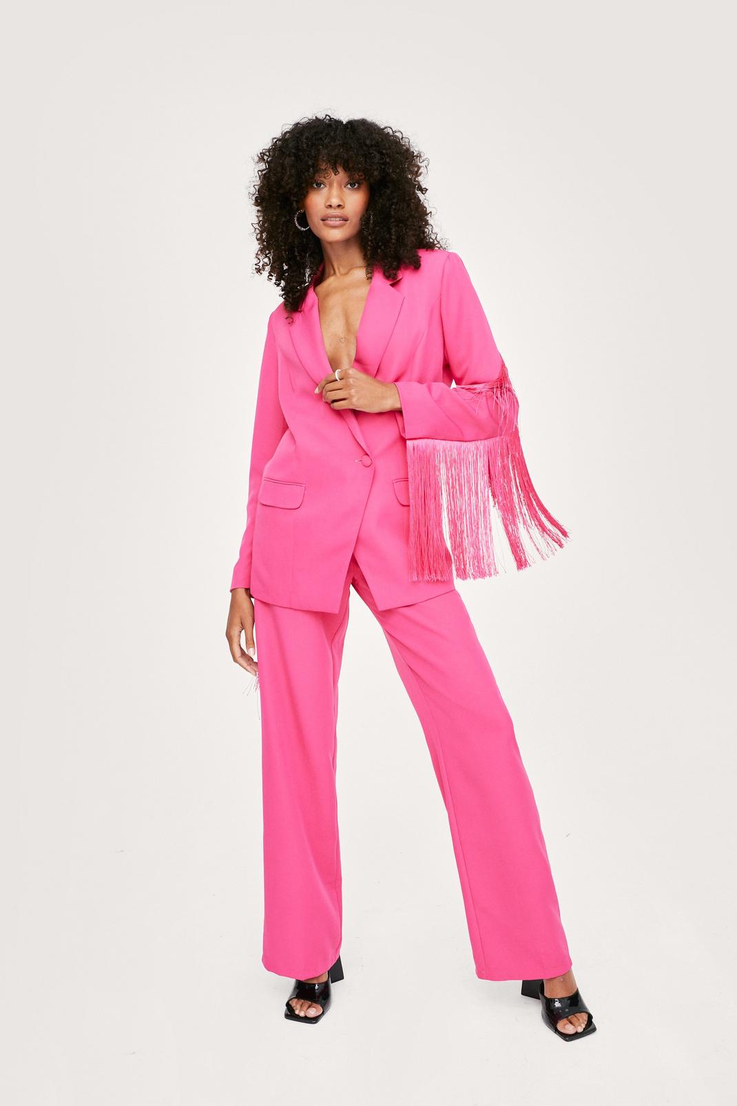 Hot pink Tailored High Waisted Wide Leg Trousers image number 1