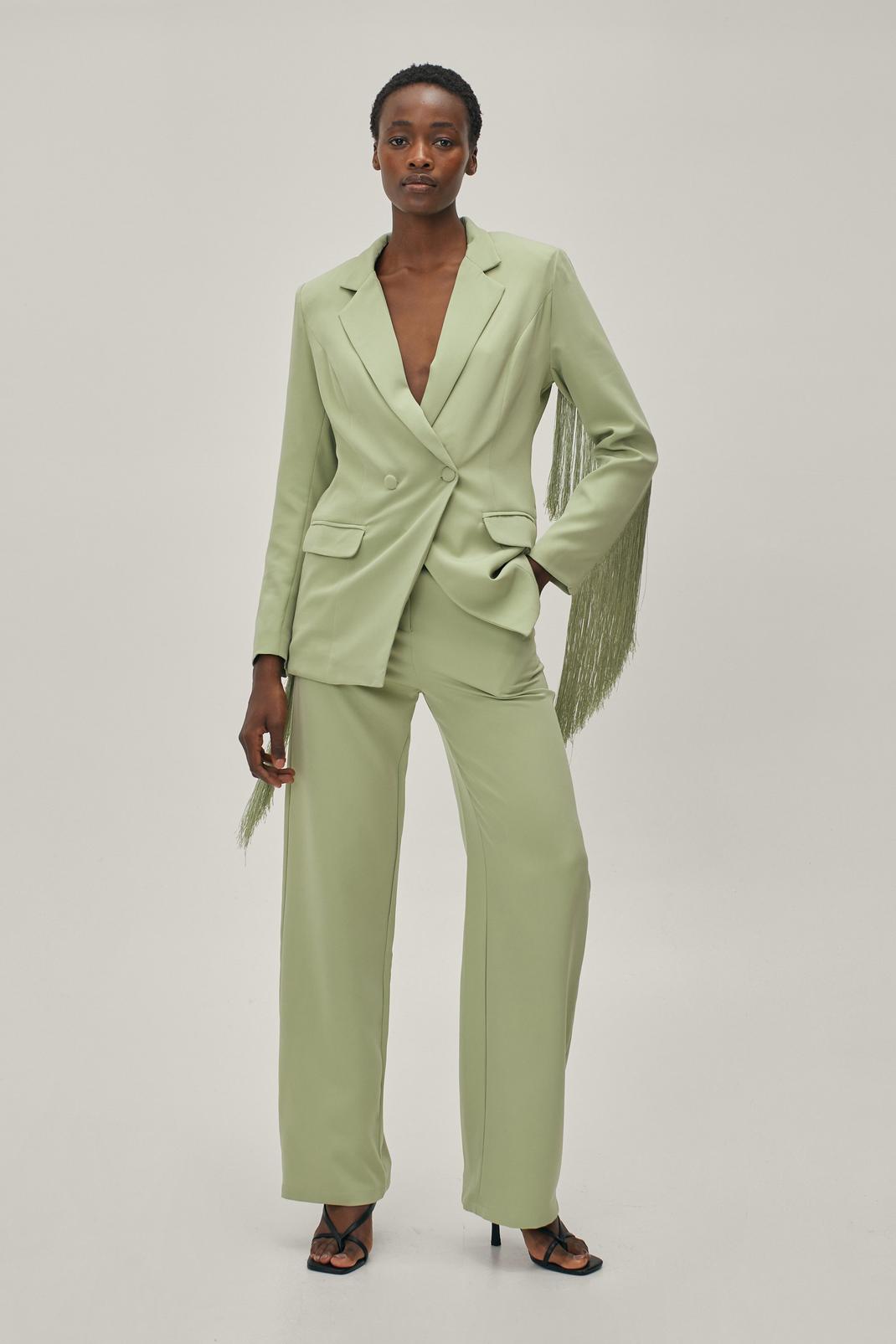 Olive Tailored High Waisted Wide Leg Pants image number 1