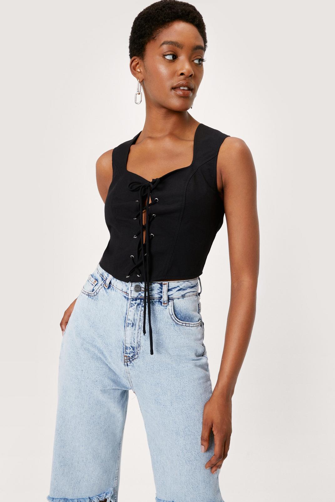 nastygal.com | Lace Up Square Neck Corset Top