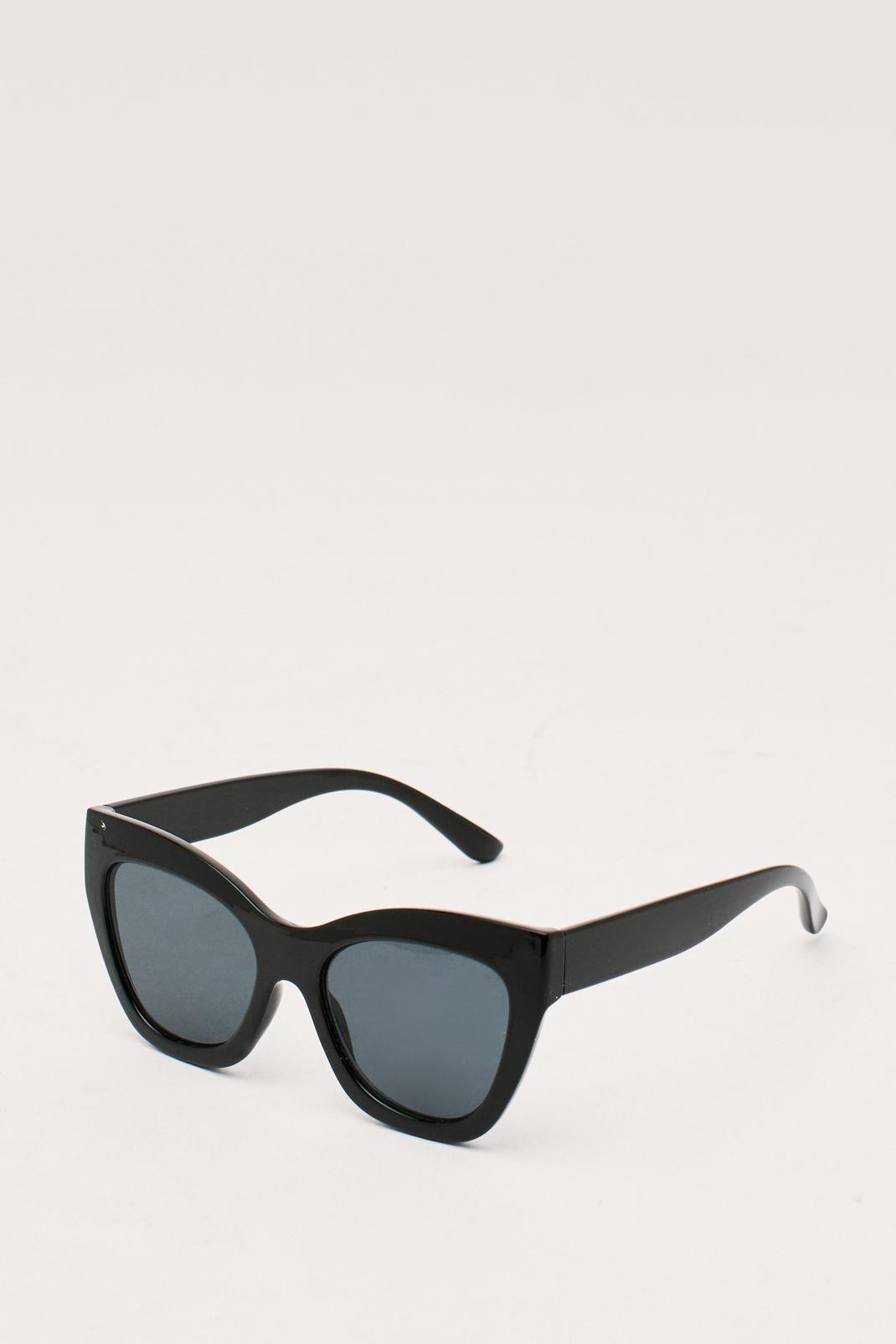 Black Recycled Oversized Cat Eye Sunglasses image number 1