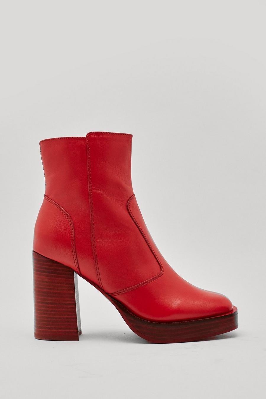 Real Leather Platform High Ankle Boots