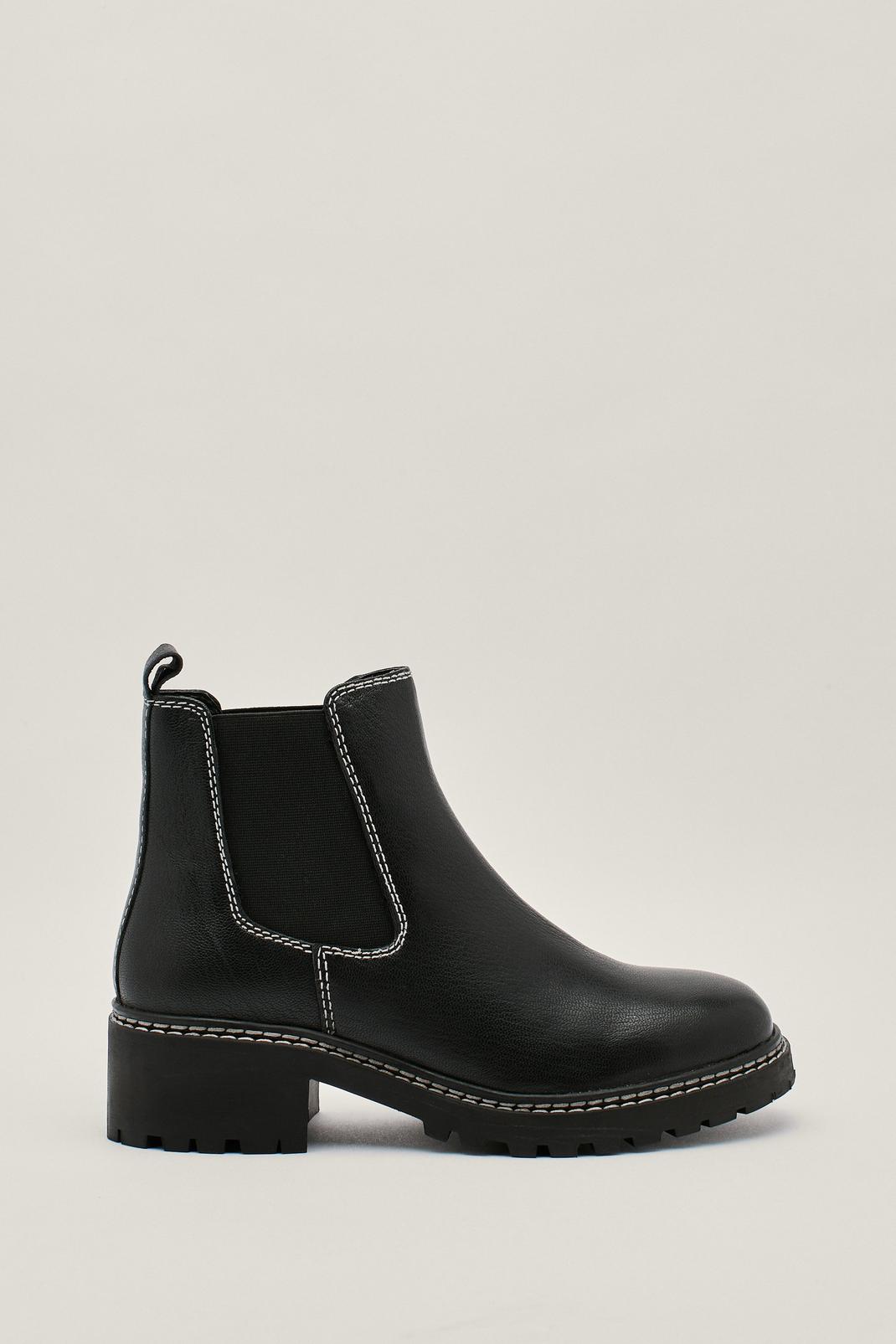105 Real Leather Contrast Stitch Chelsea Boots image number 2