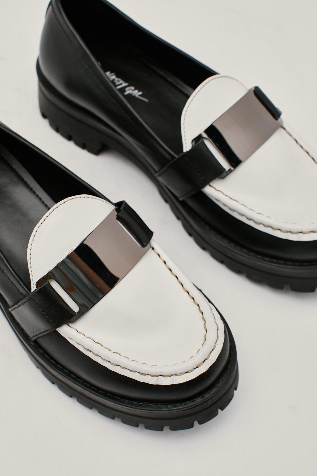 105 Leather Contrast Metal Chunky Loafers image number 2