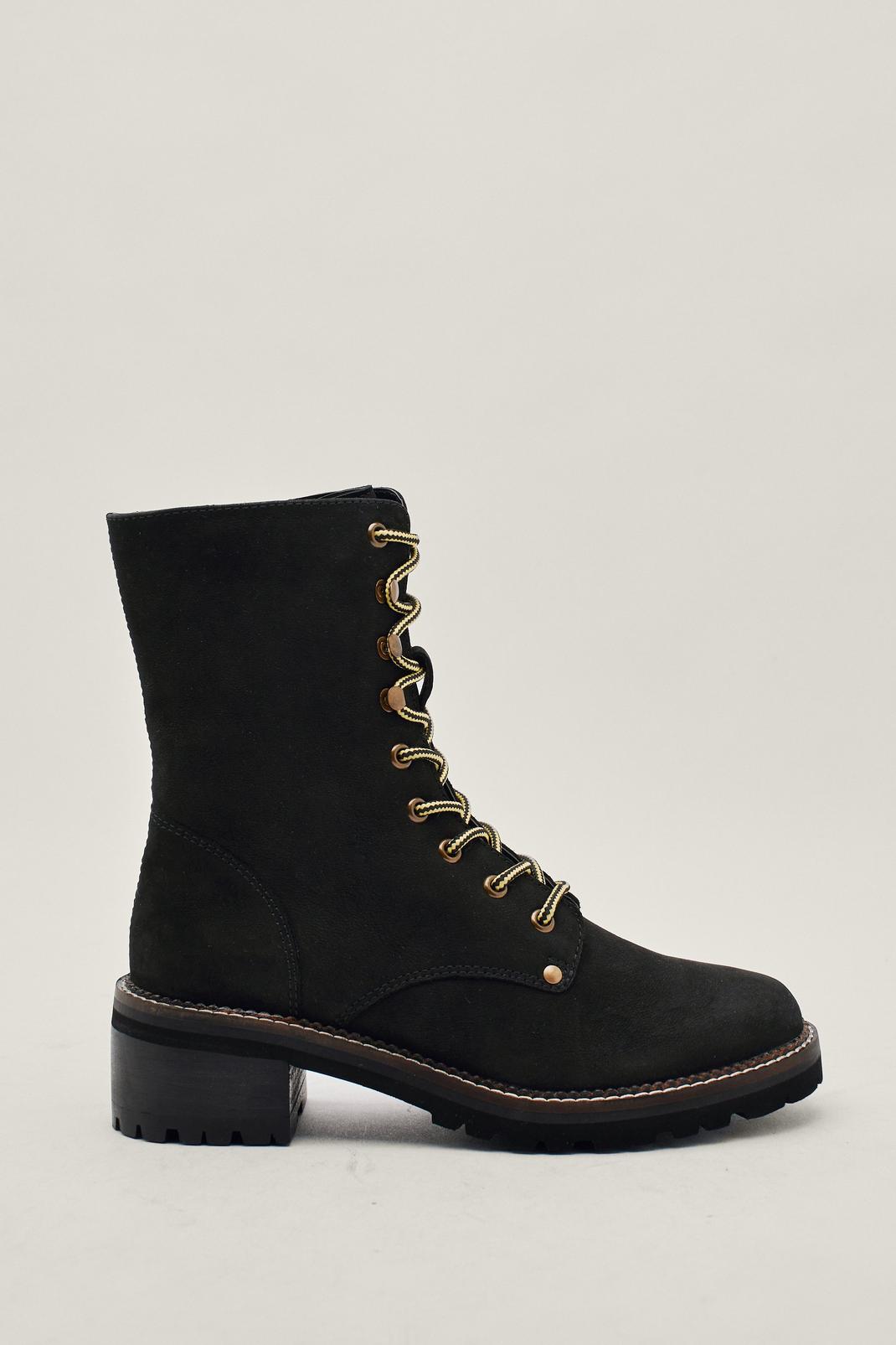 Suede Contrast Lace Up Hiker Boots image number 1