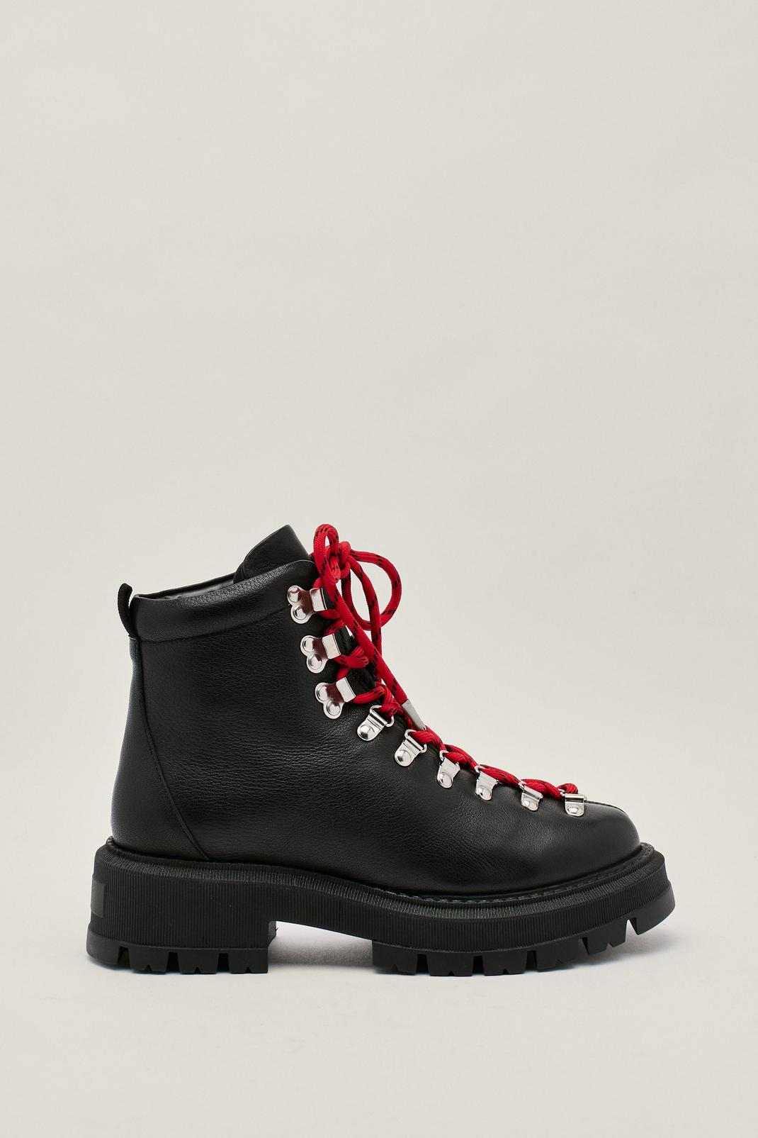 105 Real Leather Contrast Lace Up Hiker Boots image number 2