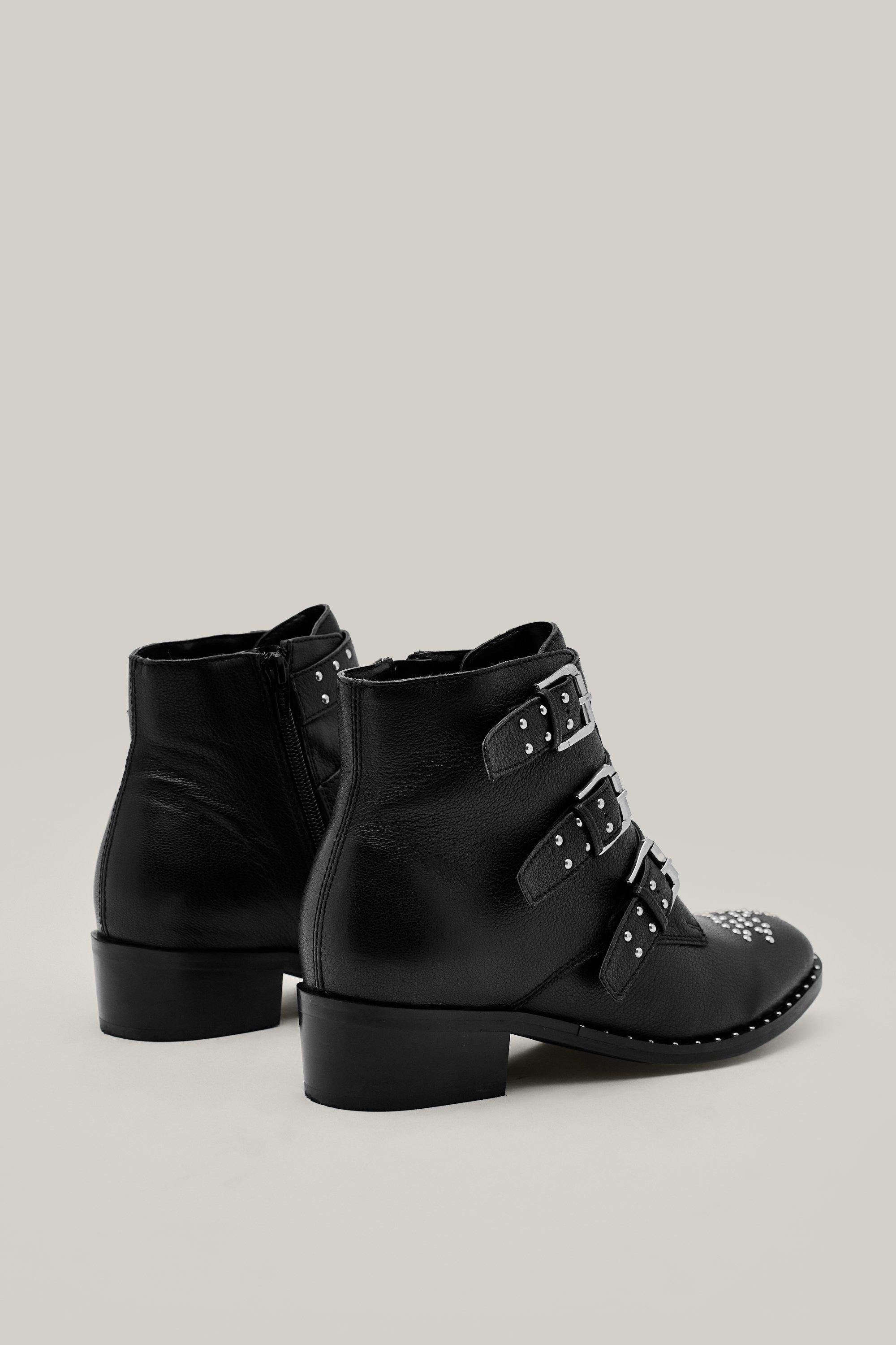 Ankle boots with on sale studs and buckles