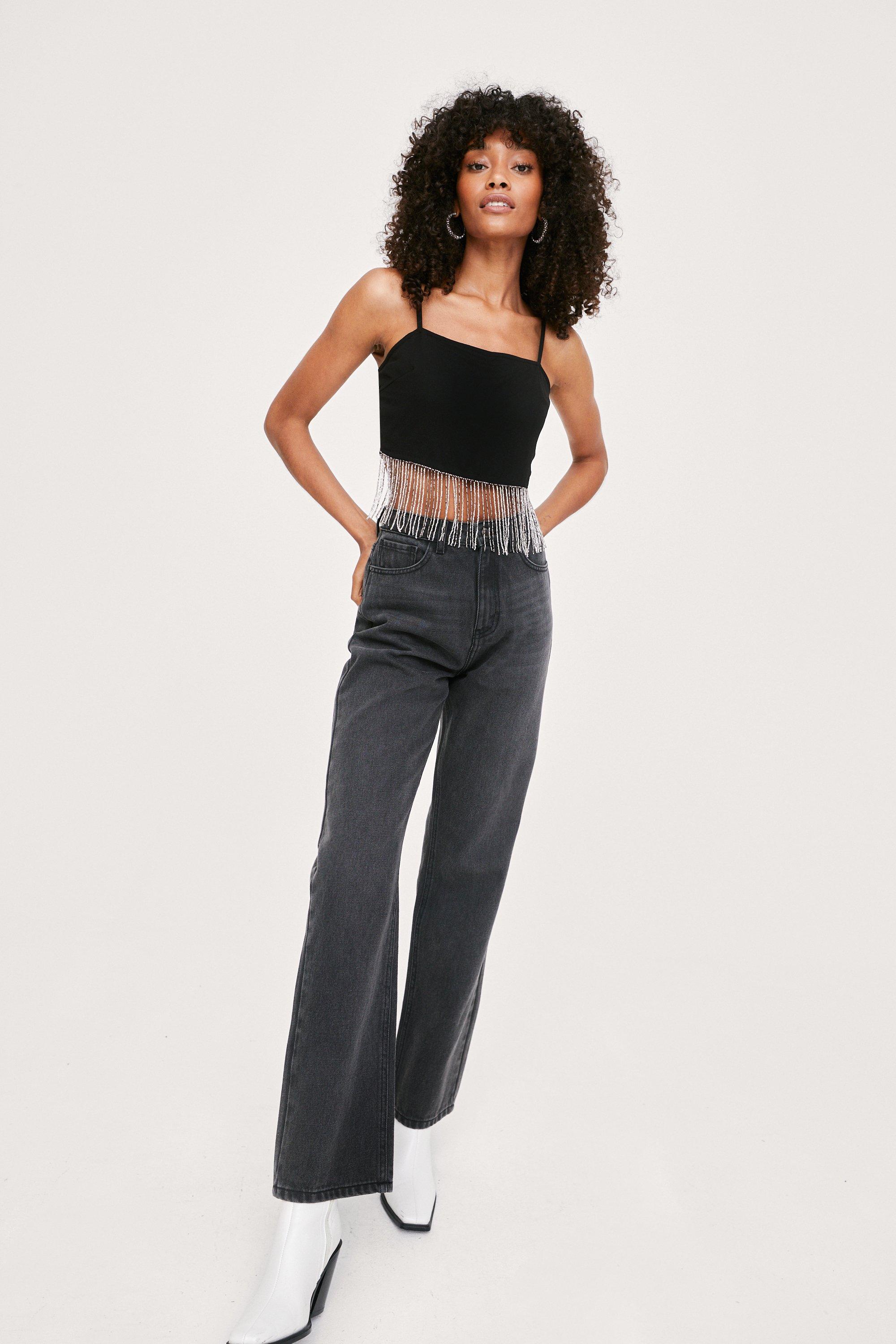 Black Cropped Cami  Black crop cami, Cropped cami, Black crop top