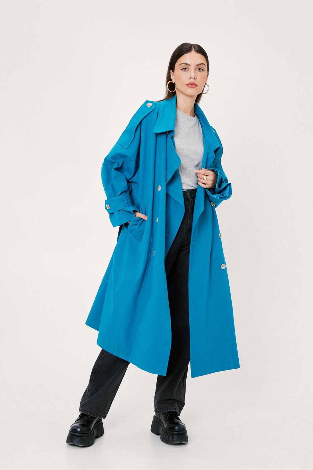 106 Oversized Double Breasted Belted Trench Coat image number 1