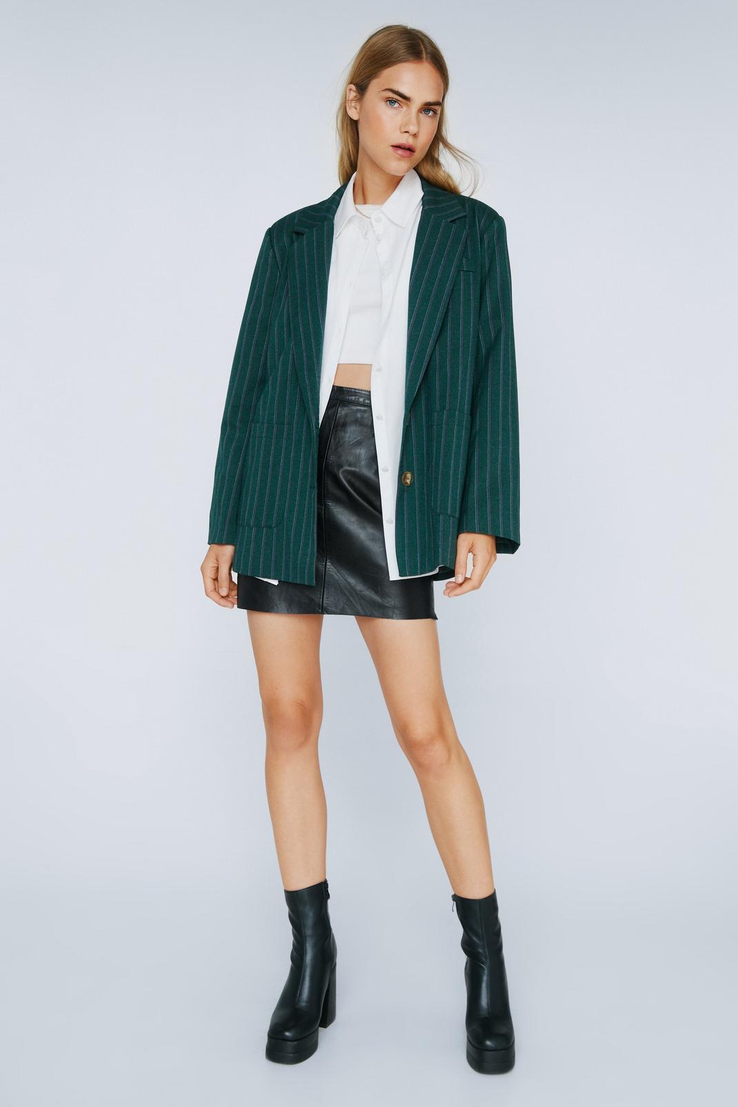 399 Striped Wool Look Oversized Blazer image number 2
