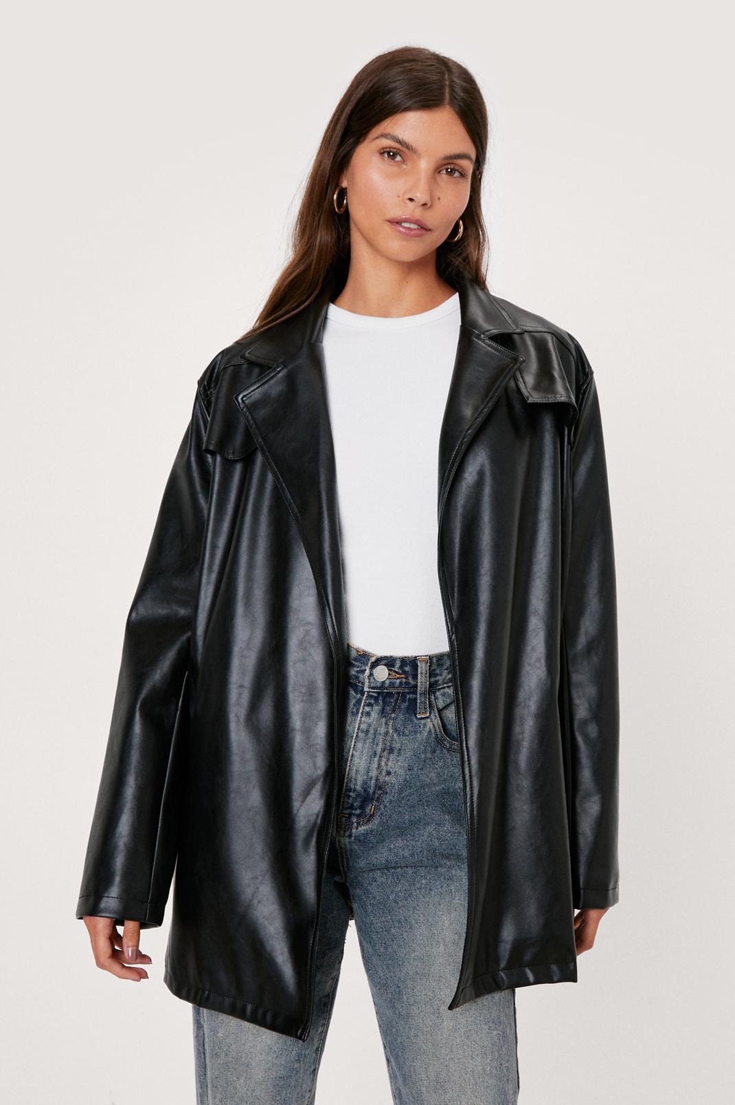 Faux Leather Relaxed Trench Jacket | Nasty Gal