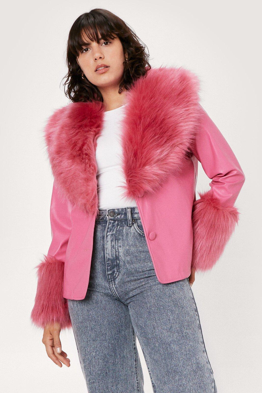 faux fur leather jacket womens