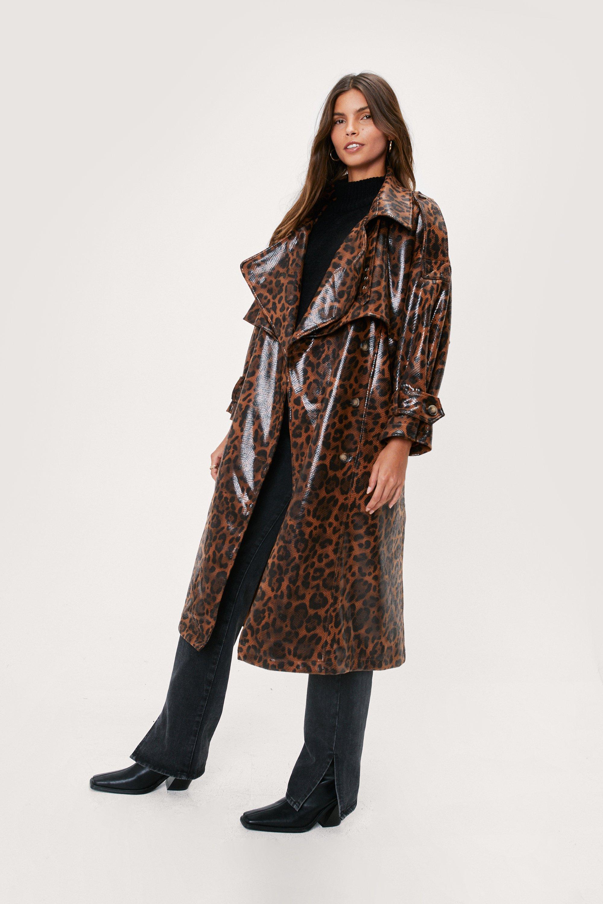 Animal print shop trench coat