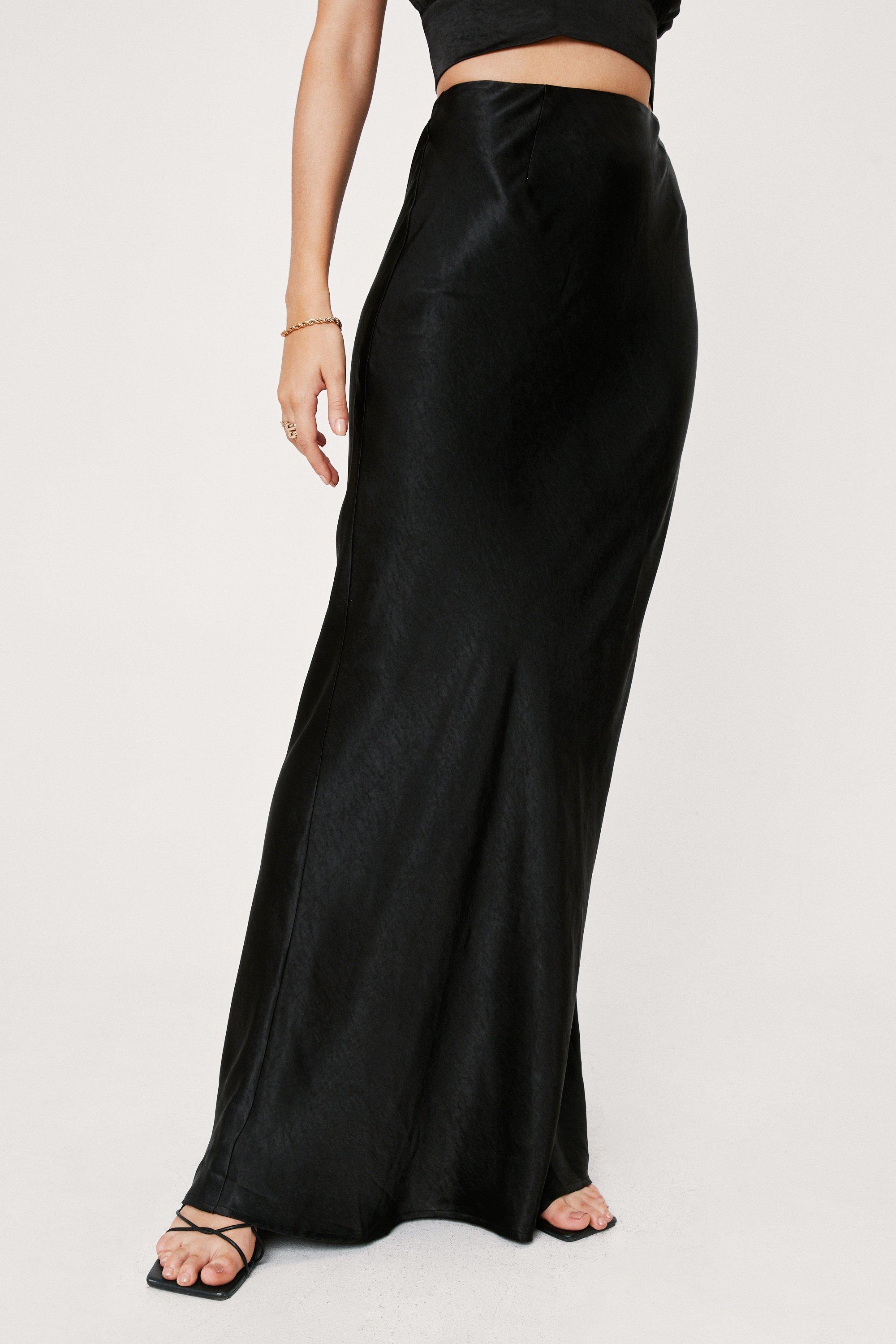 Black silk 2025 long skirt