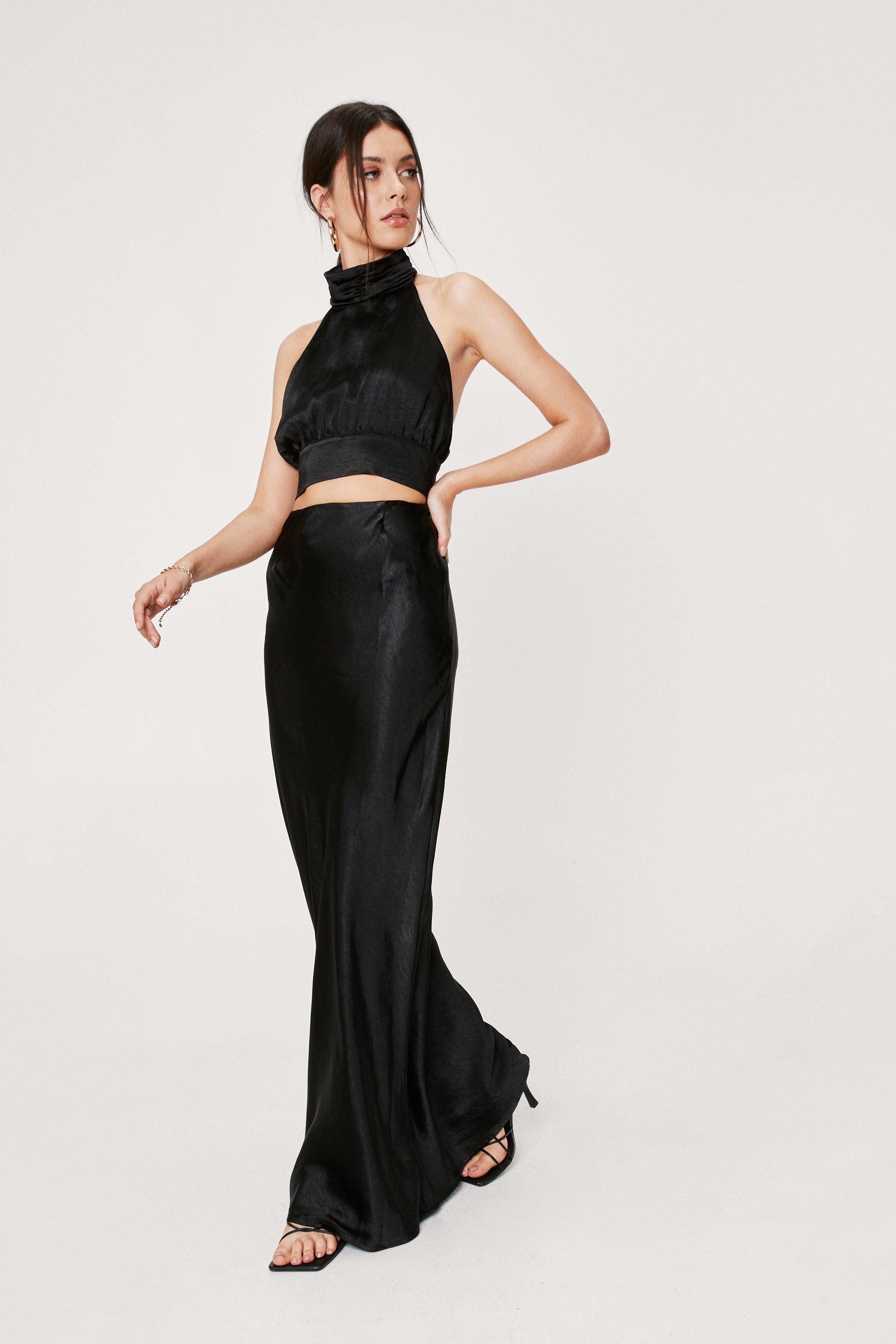 Jupe longue satinee a taille haute Nasty Gal