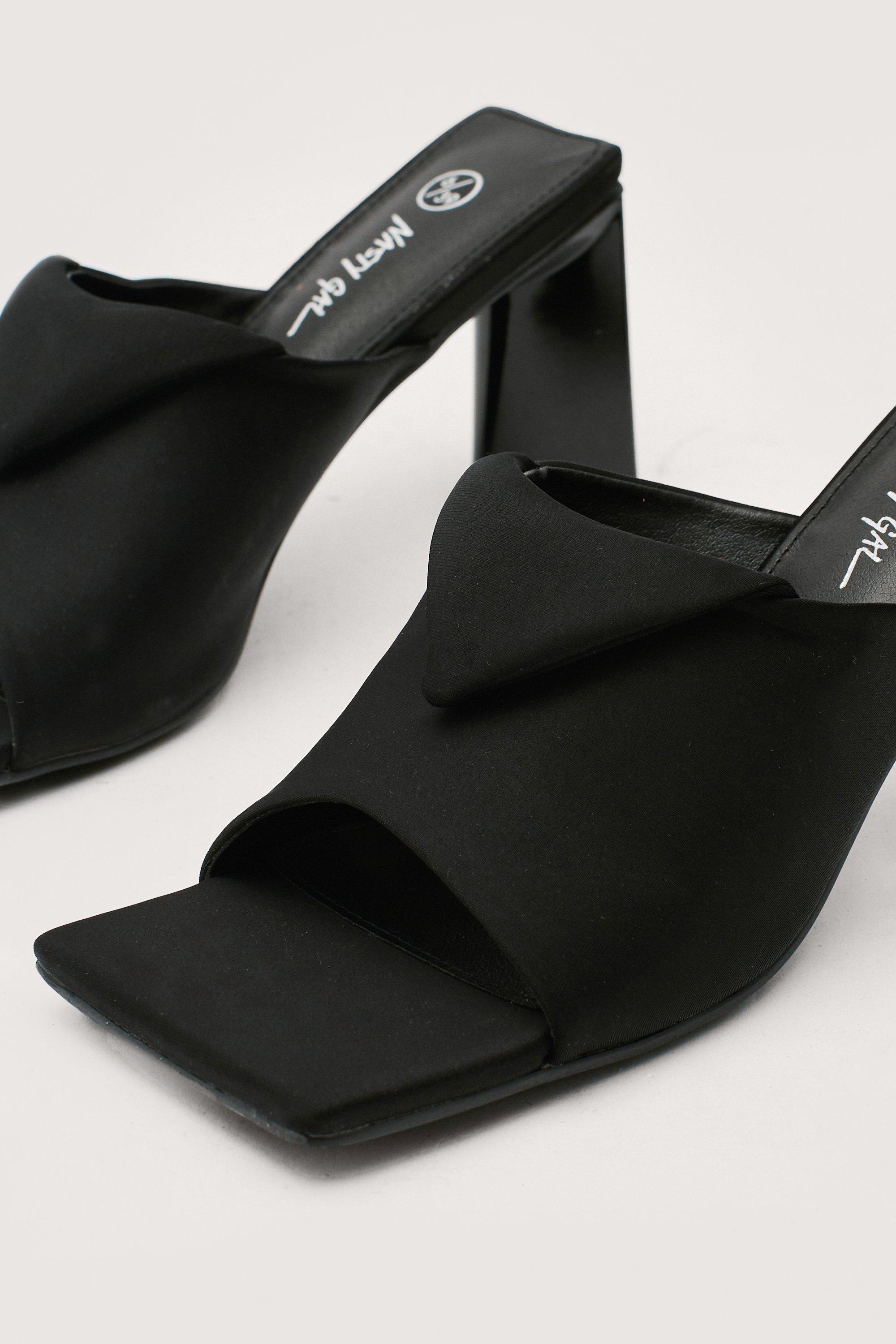 Neoprene Square Toe Heeled Mules