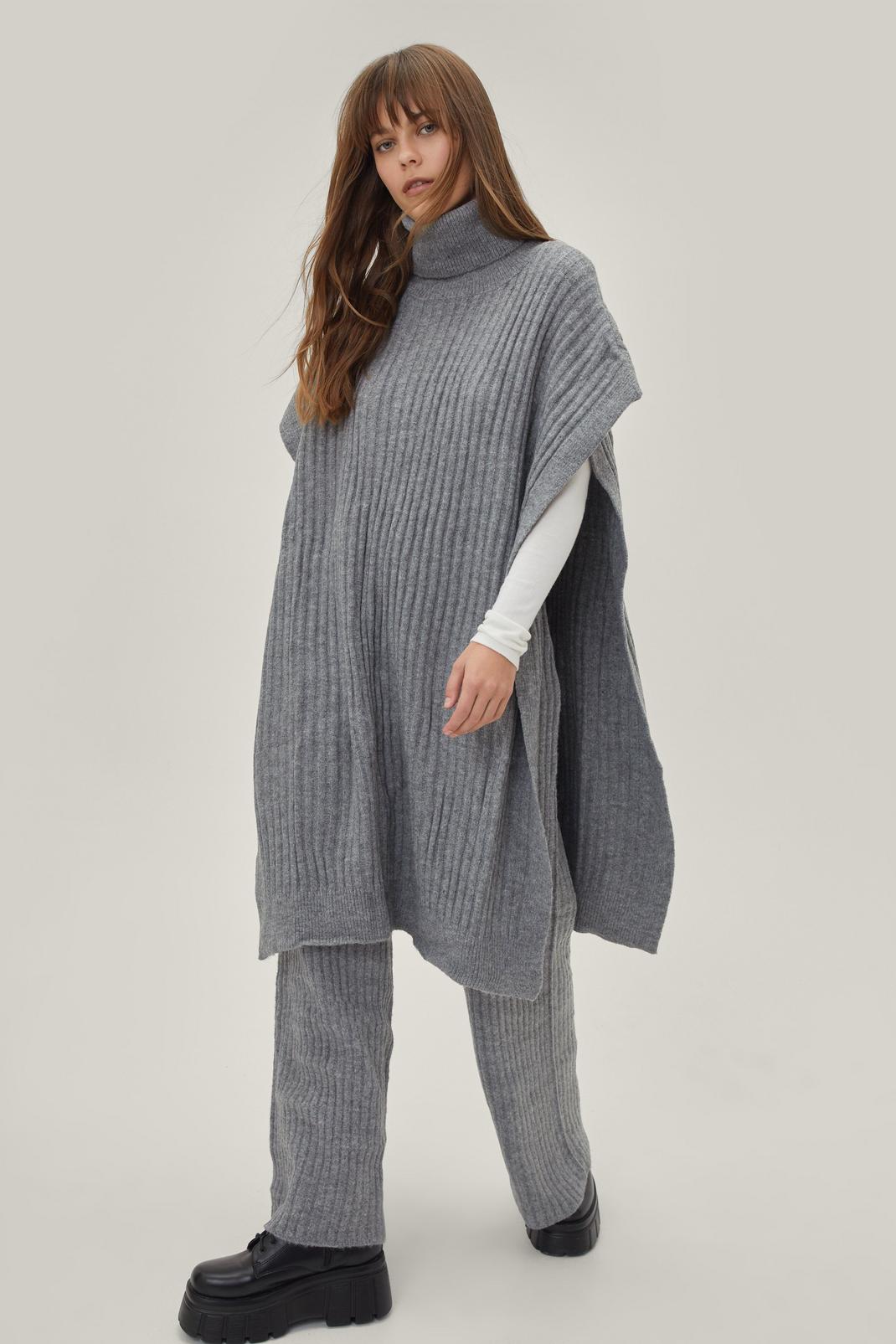 131 Roll Neck Soft Knitted Maxi Poncho Jumper  image number 2