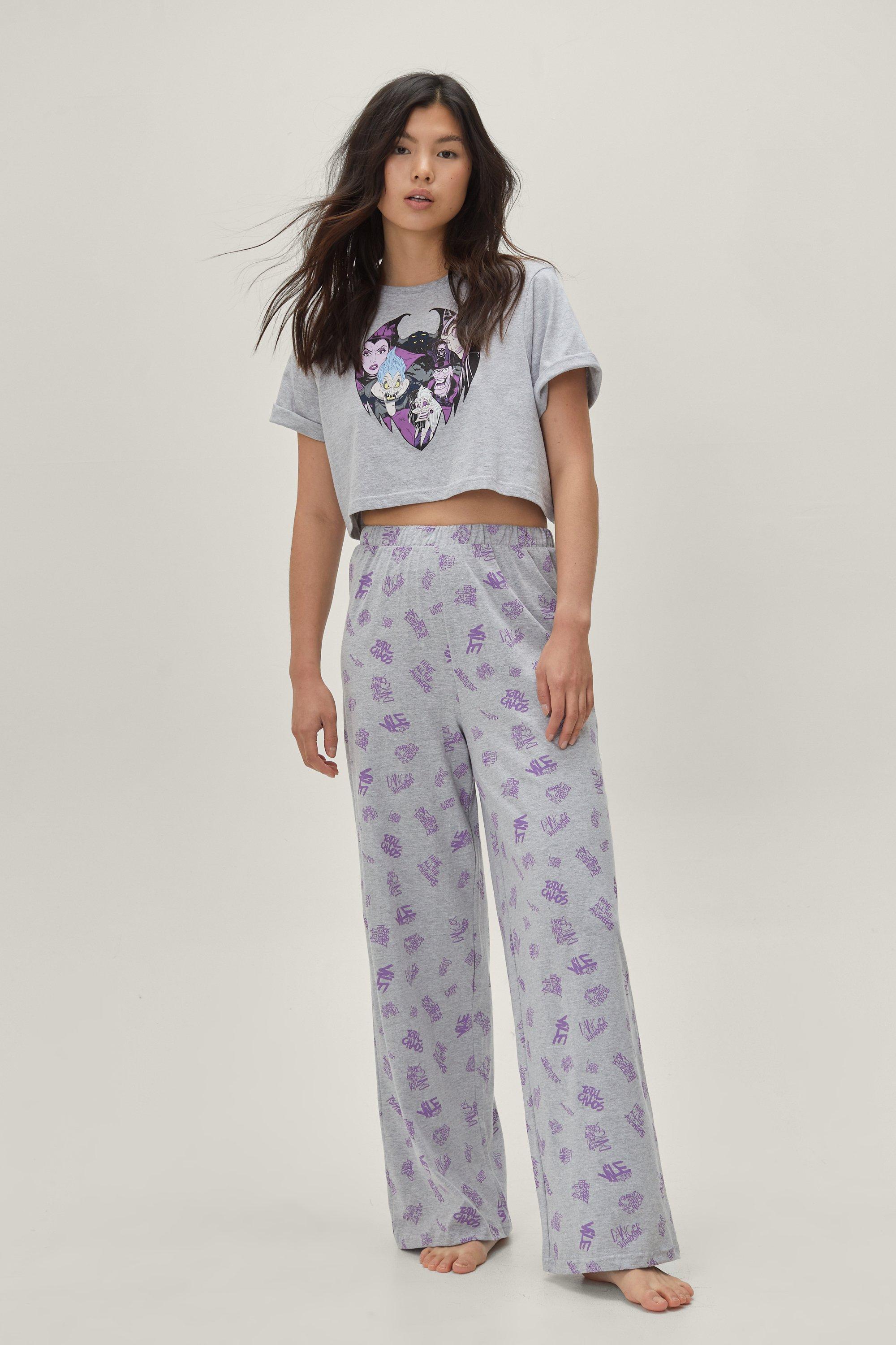 Disney Villains Pajama T Shirt and Wide Leg Pants Set Nasty Gal