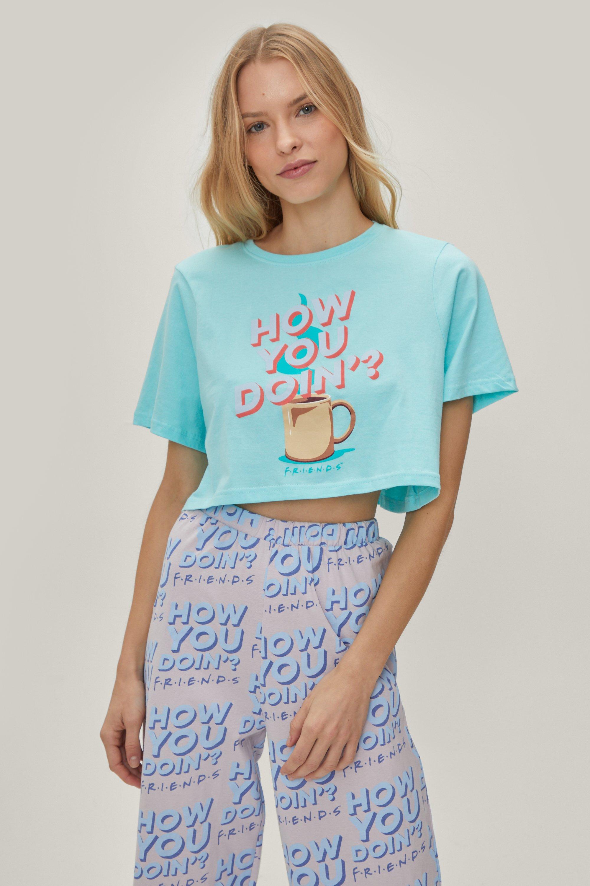 How You Doing Friends Graphic Wide Leg Pajama Set
