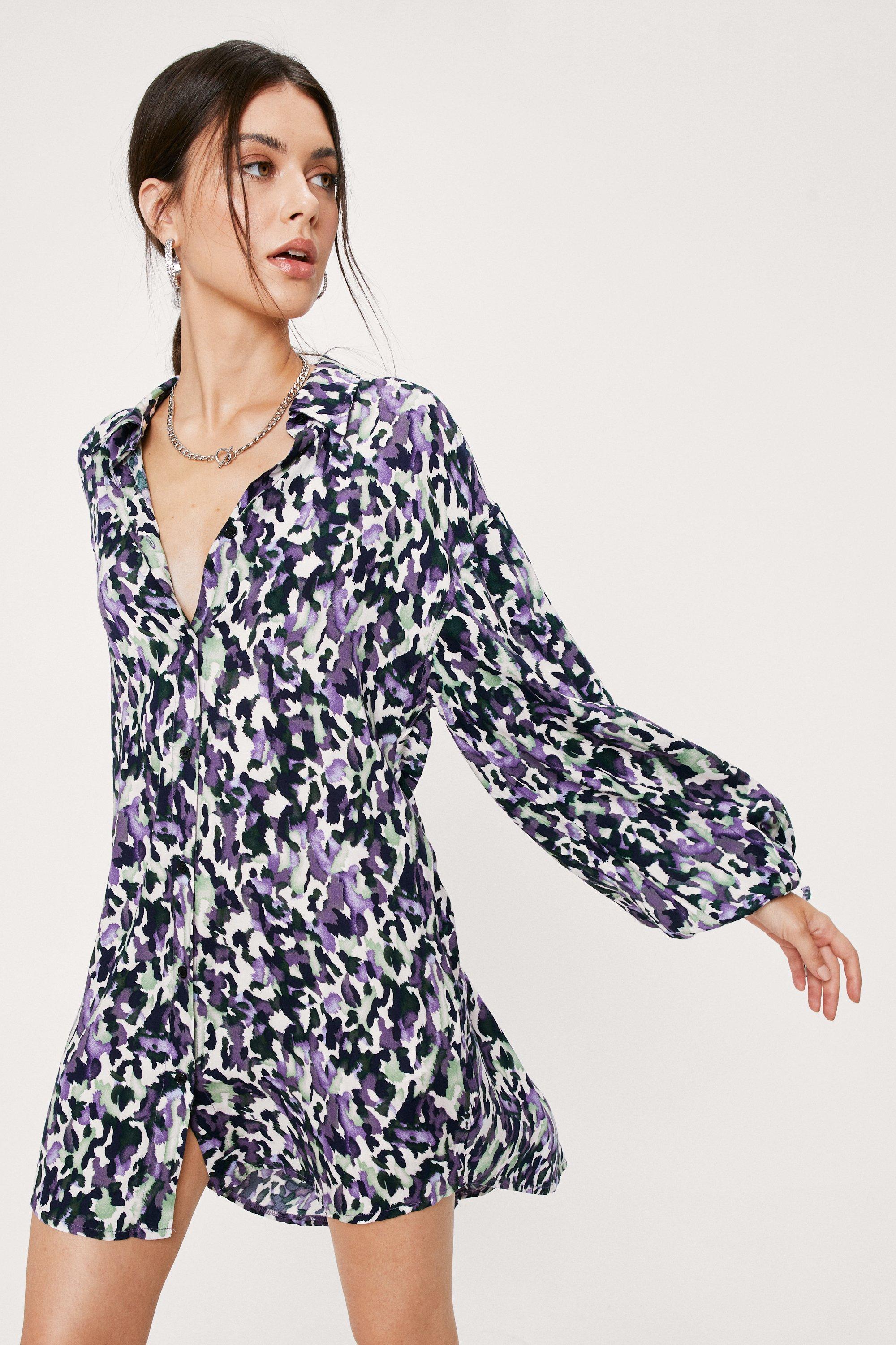 rebecca print mini shirt dress