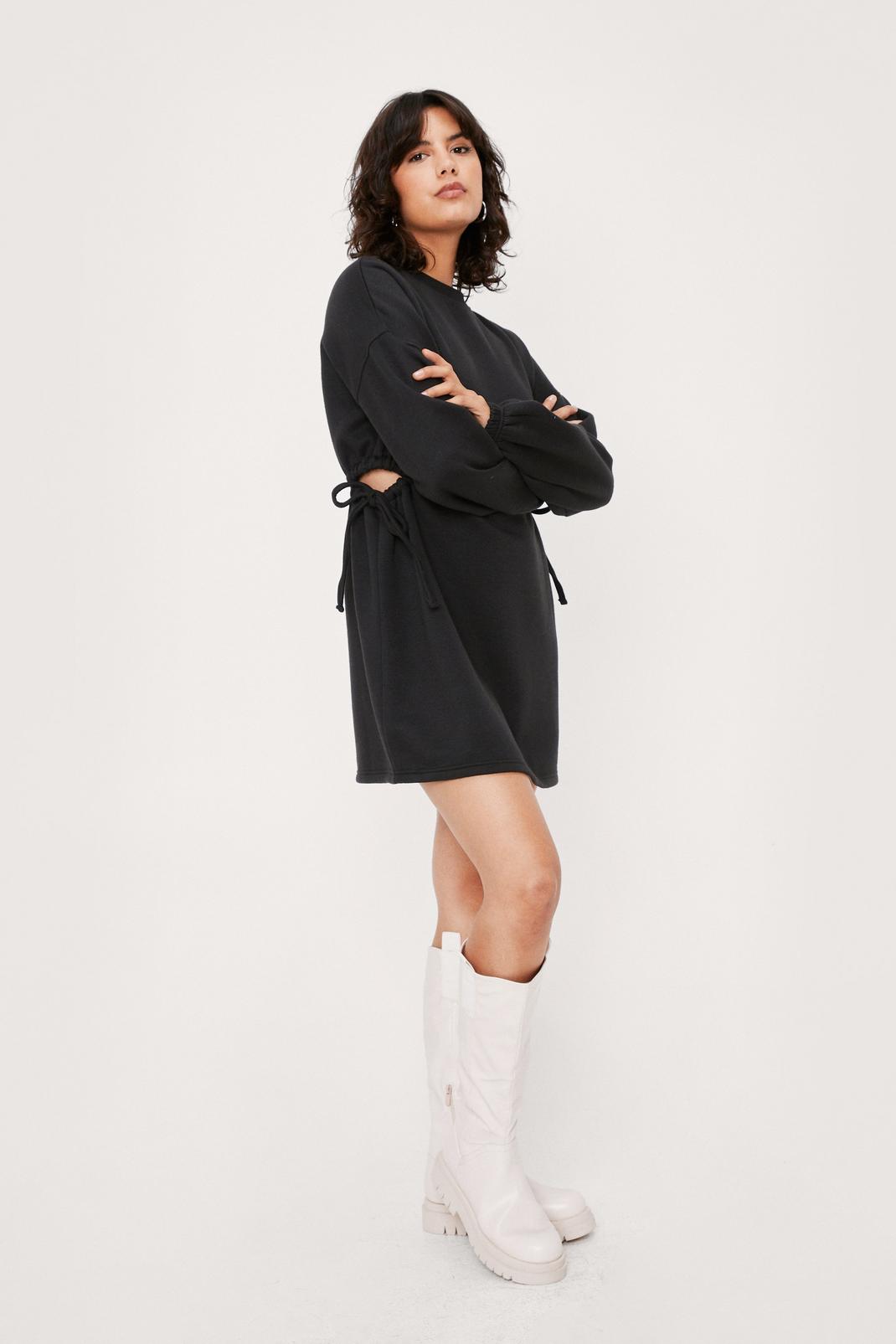 Black Cut Out Tie Side Mini Sweater Dress image number 1