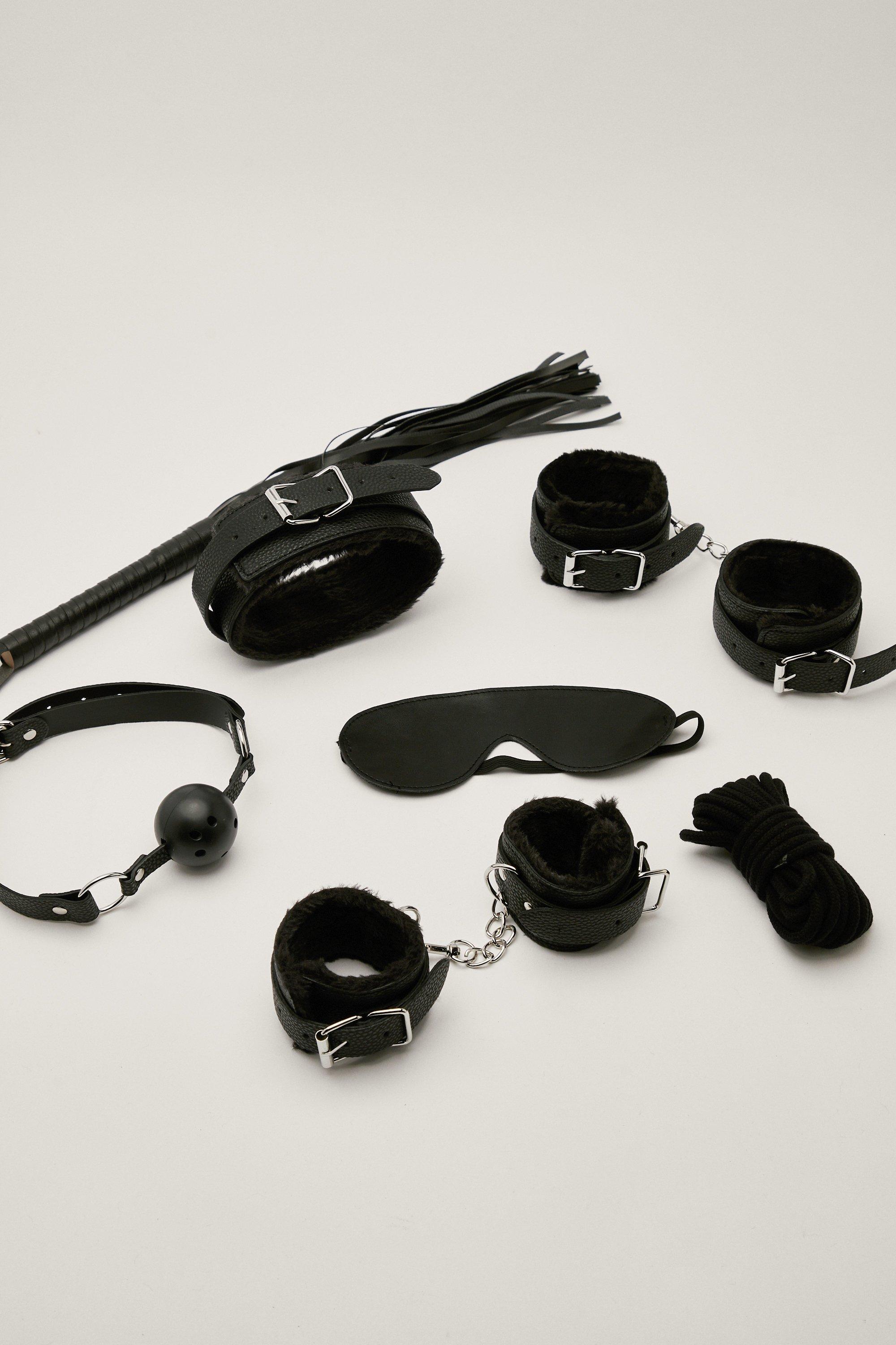 Luxury faux leather bondage kit 10pcs BDSM set with a storage bag