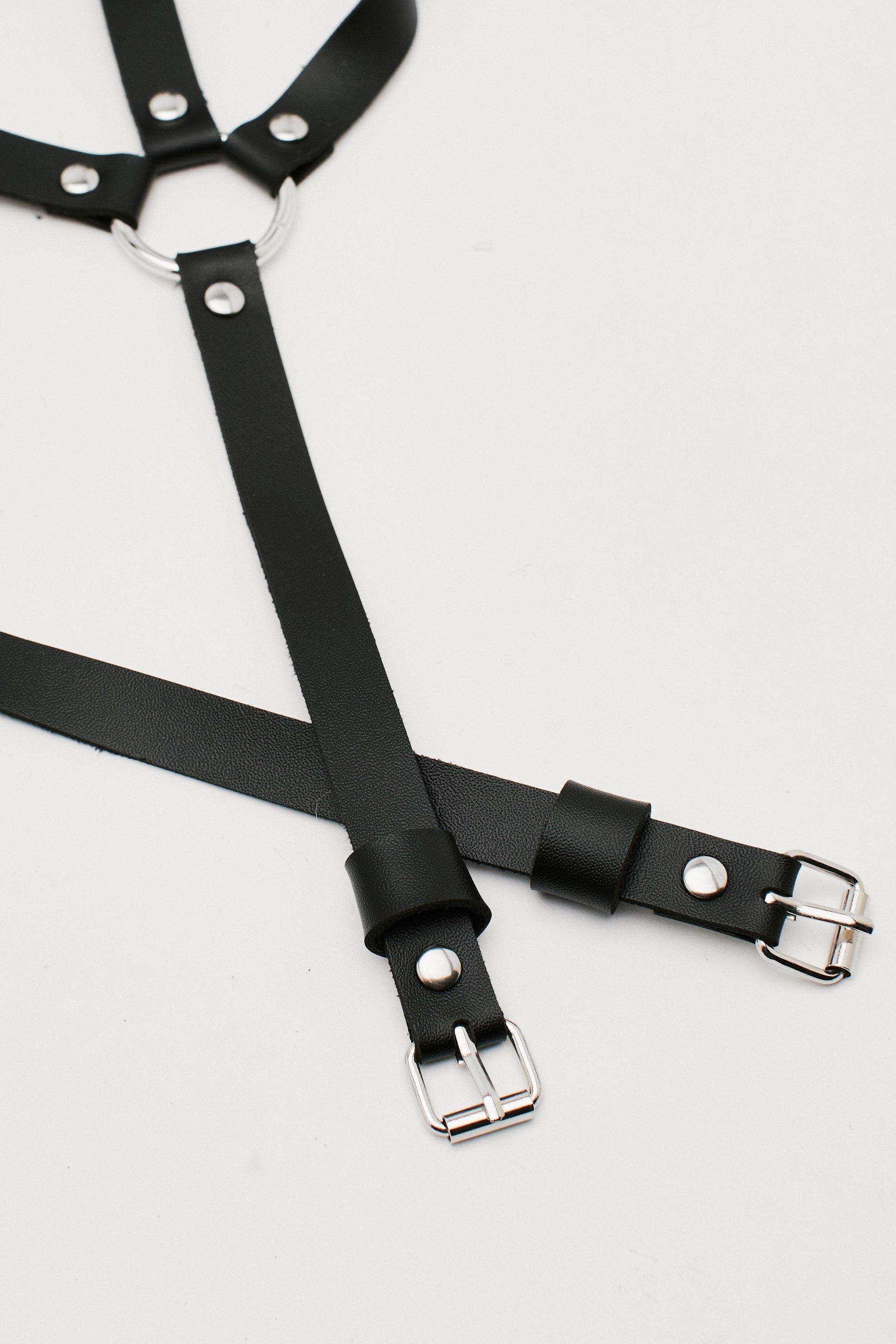 Faux Leather Strappy Leg Harness