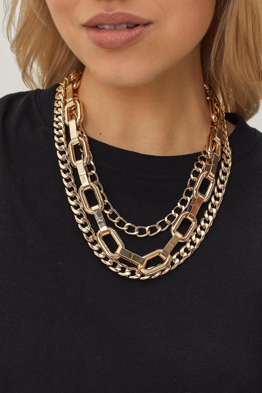 Recycled Triple Layer Chain Necklace