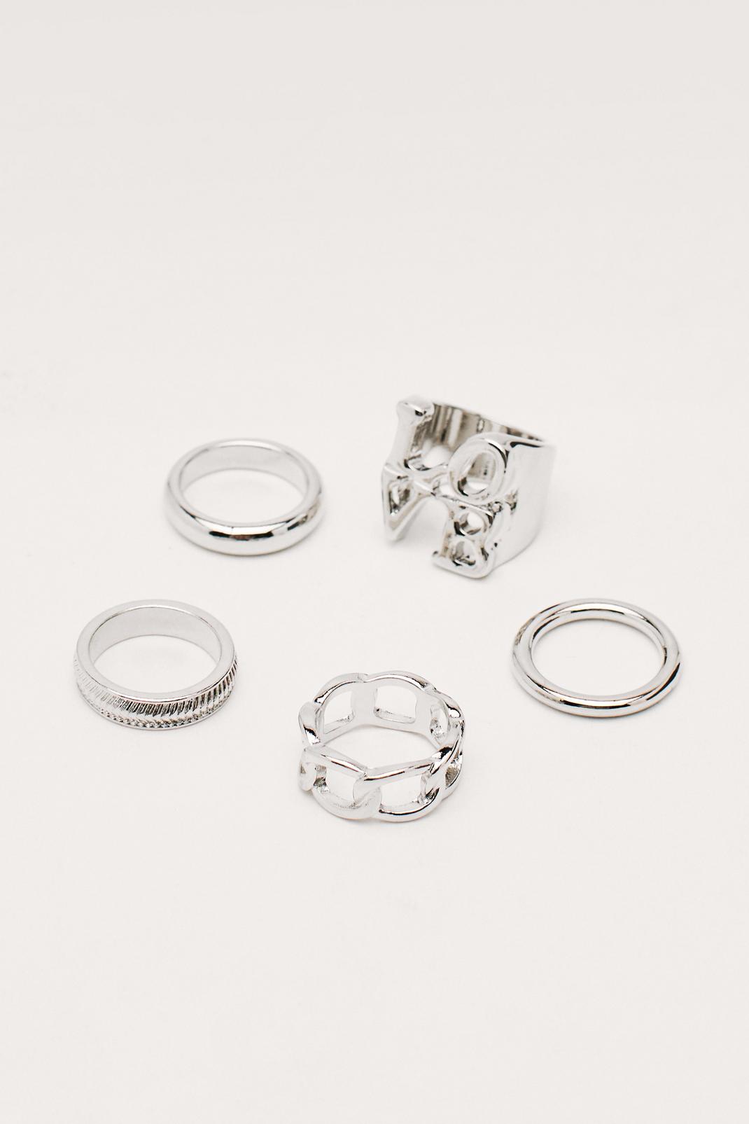 Silver Love 5 Pc Ring Set image number 1
