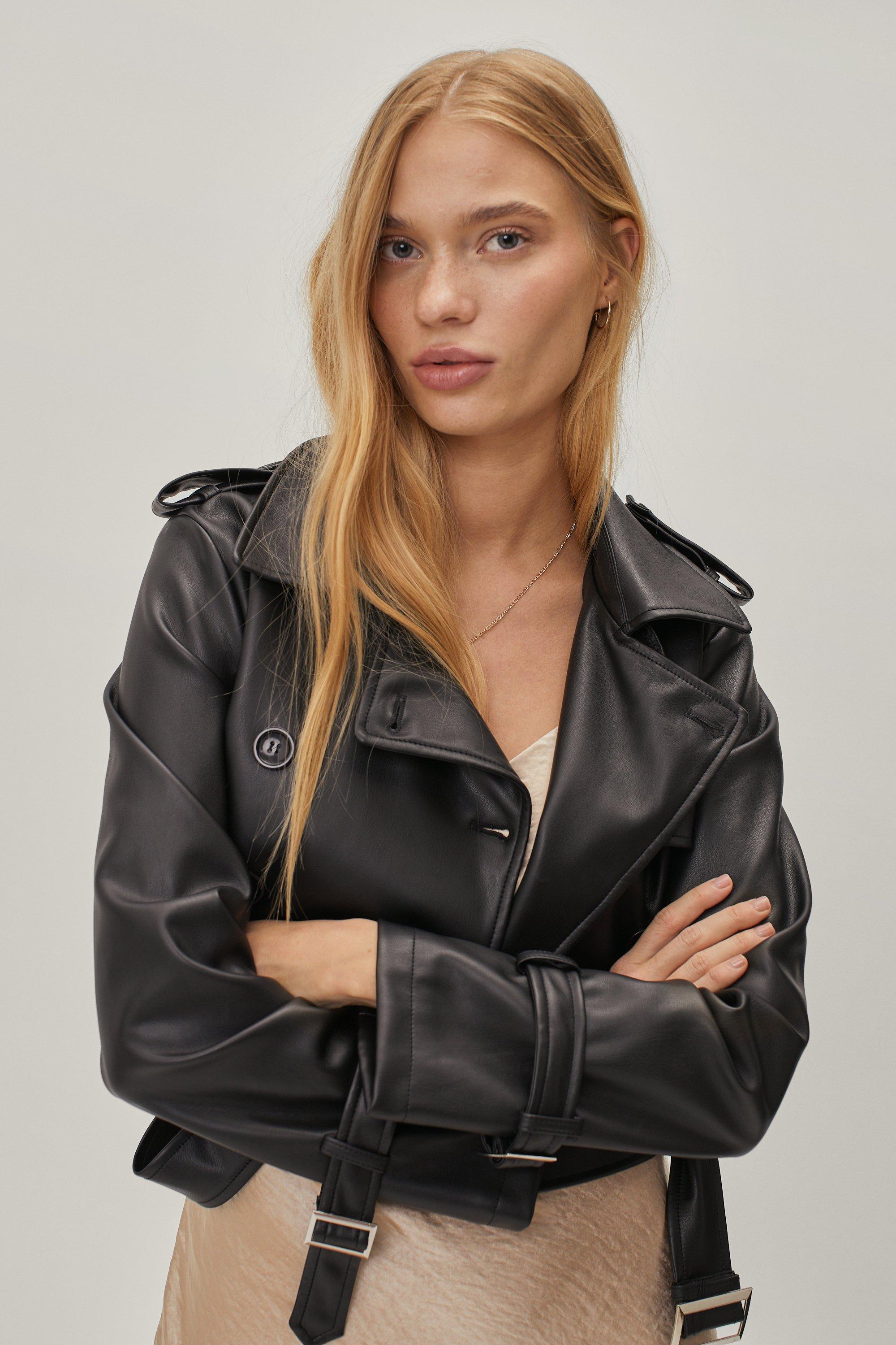 petite cropped leather jacket