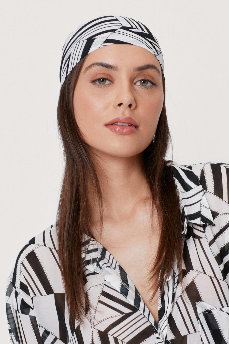 Satin Abstract Print Multiway Headscarf