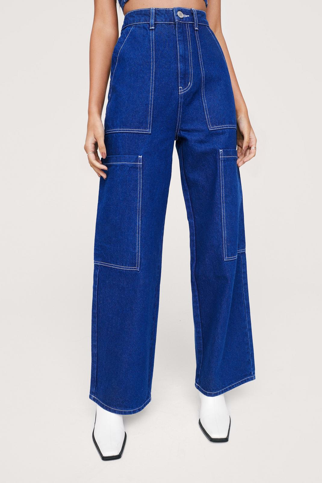 391 Contrast Stitch Wide Leg Jeans image number 2