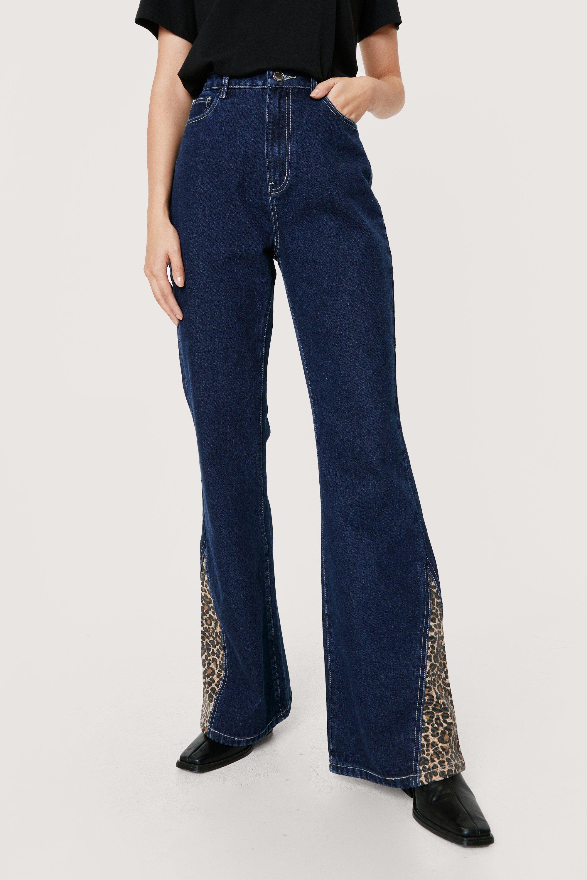 Denim Leopard Flare Jeans  Denim flares, Denim flare jeans, Flare