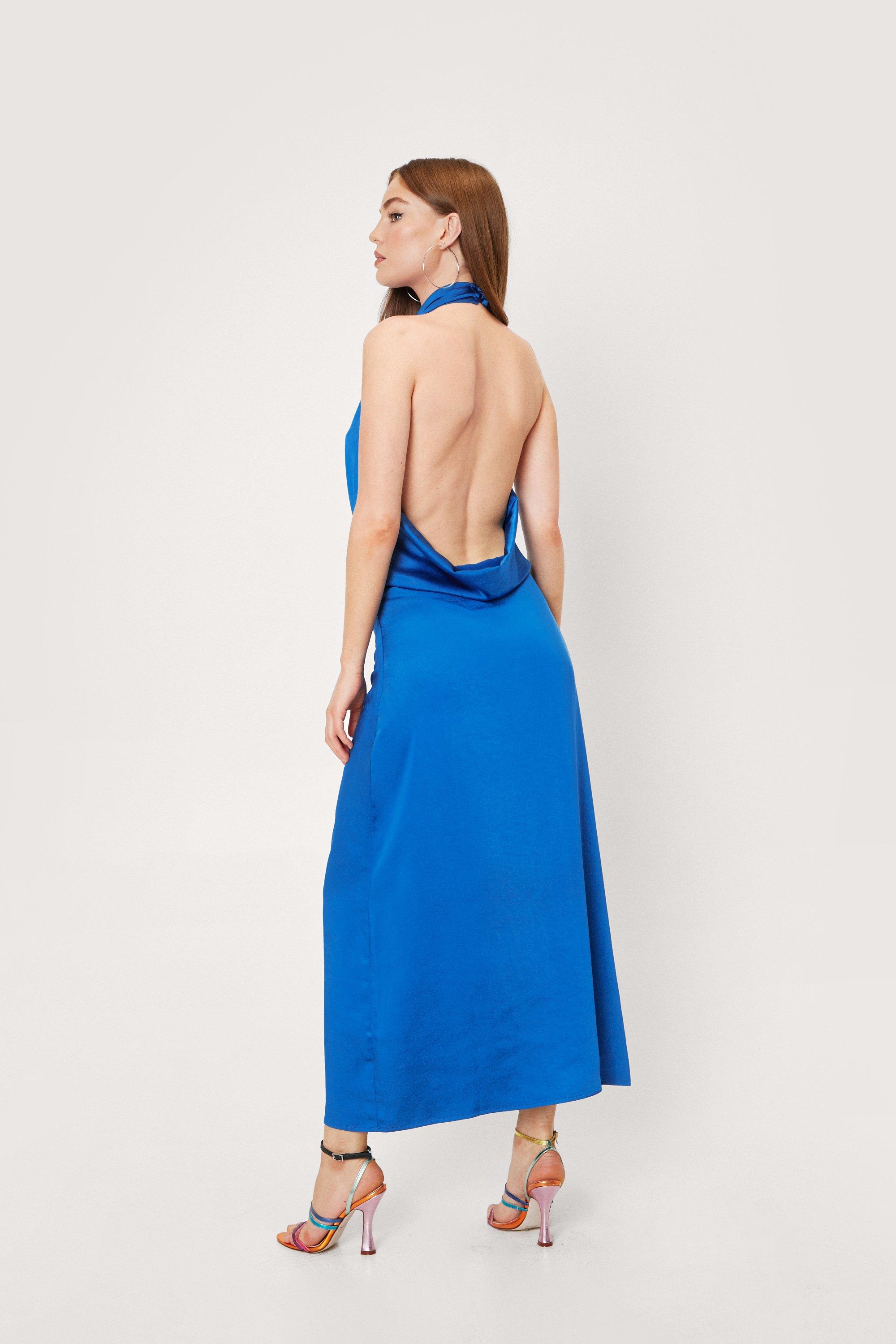 High neck backless maxi hot sale dress