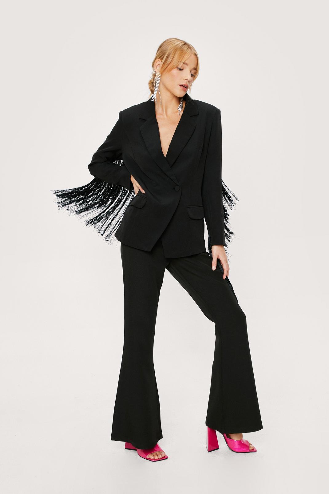 Black Petite Fit and Flare Suit Pants image number 1