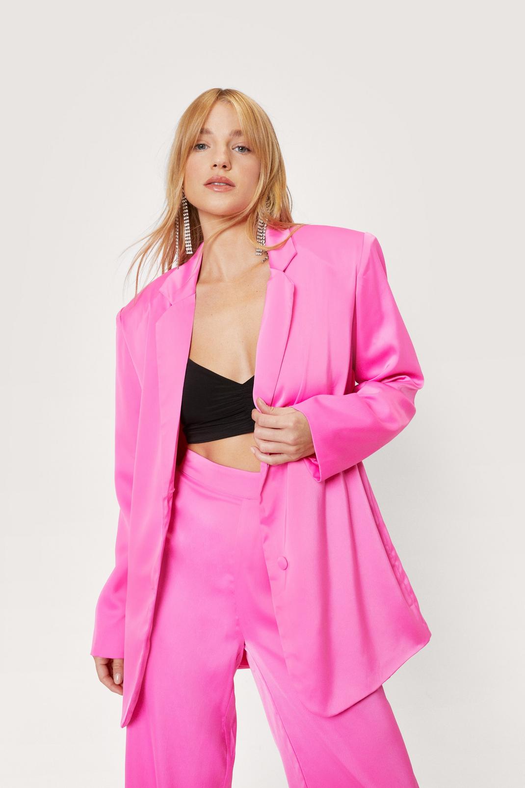 Petite - Blazer oversize satiné , Hot pink image number 1