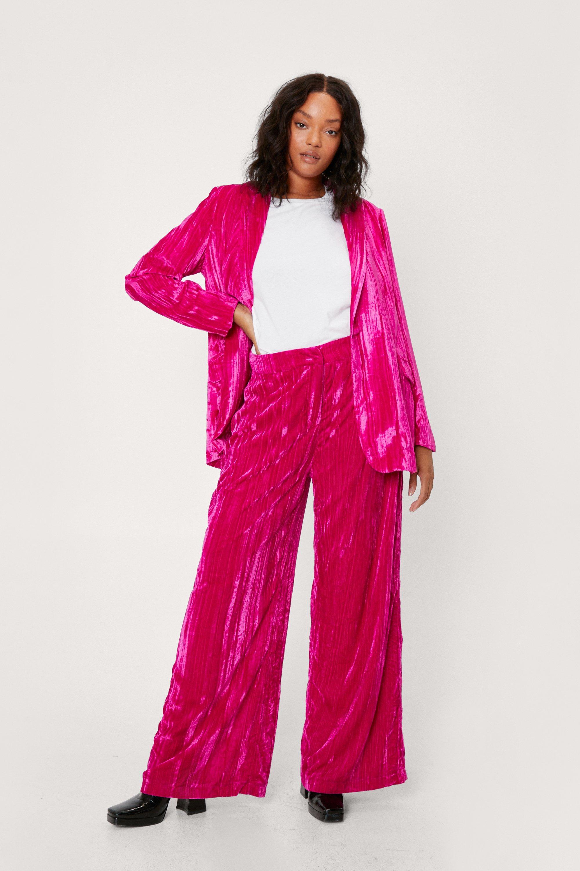 pink wide leg pants plus size