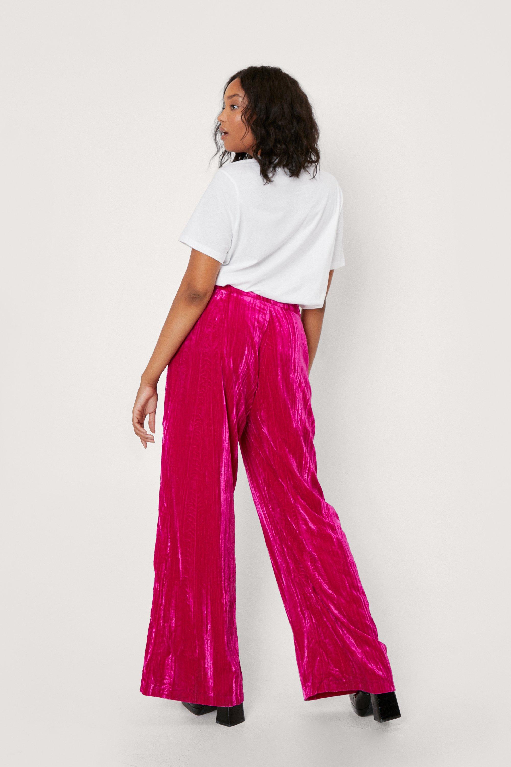 Plus Size Women's Solid Color Velvet Casual Wide Leg Pants Two-Piece Set