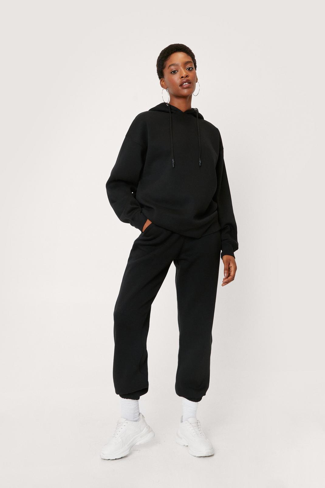 Ensemble loungewear sweat à capuche & pantalon de jogging assorti, Black image number 1