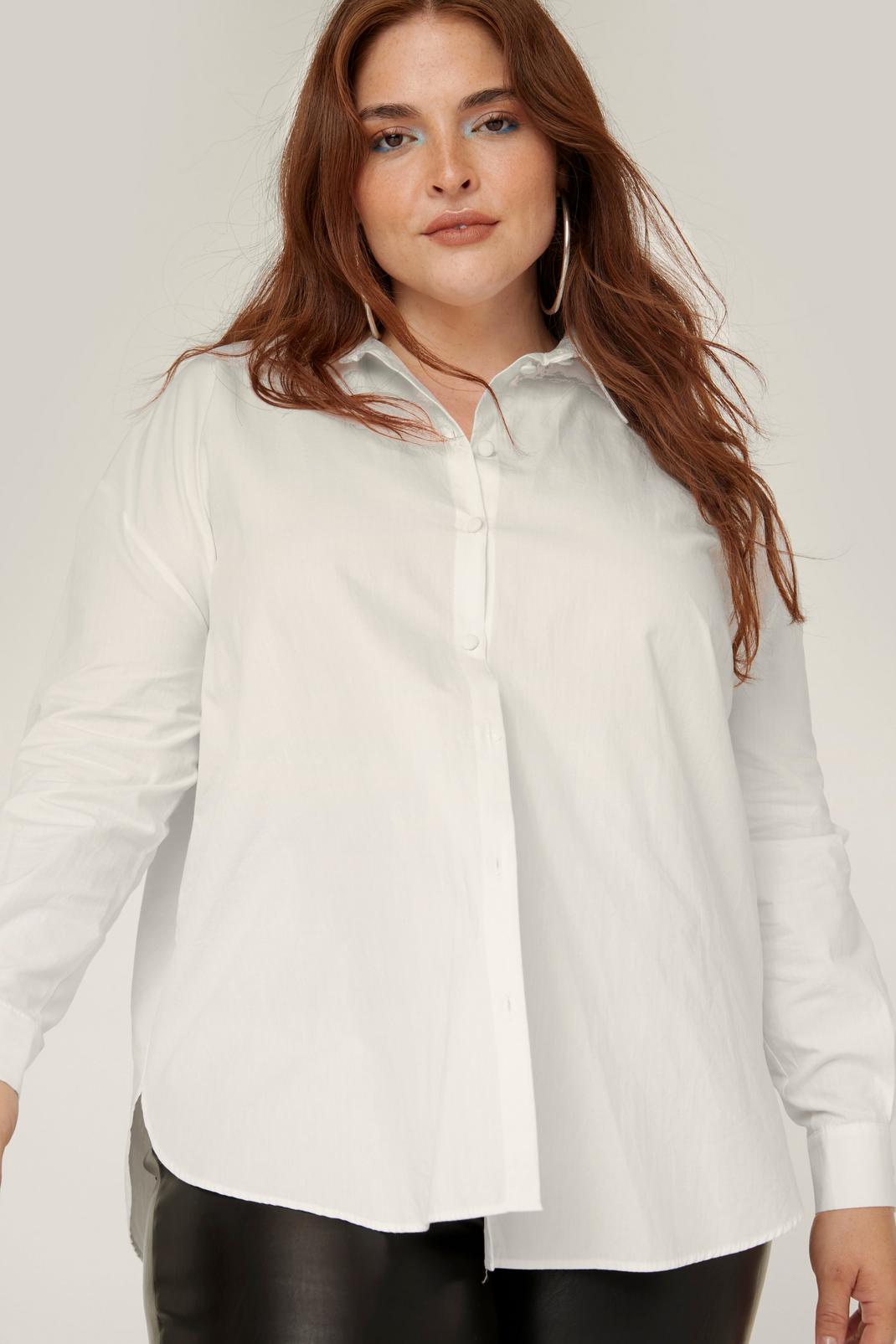 White Plus Size Organic Oversized Cotton Shirt image number 1