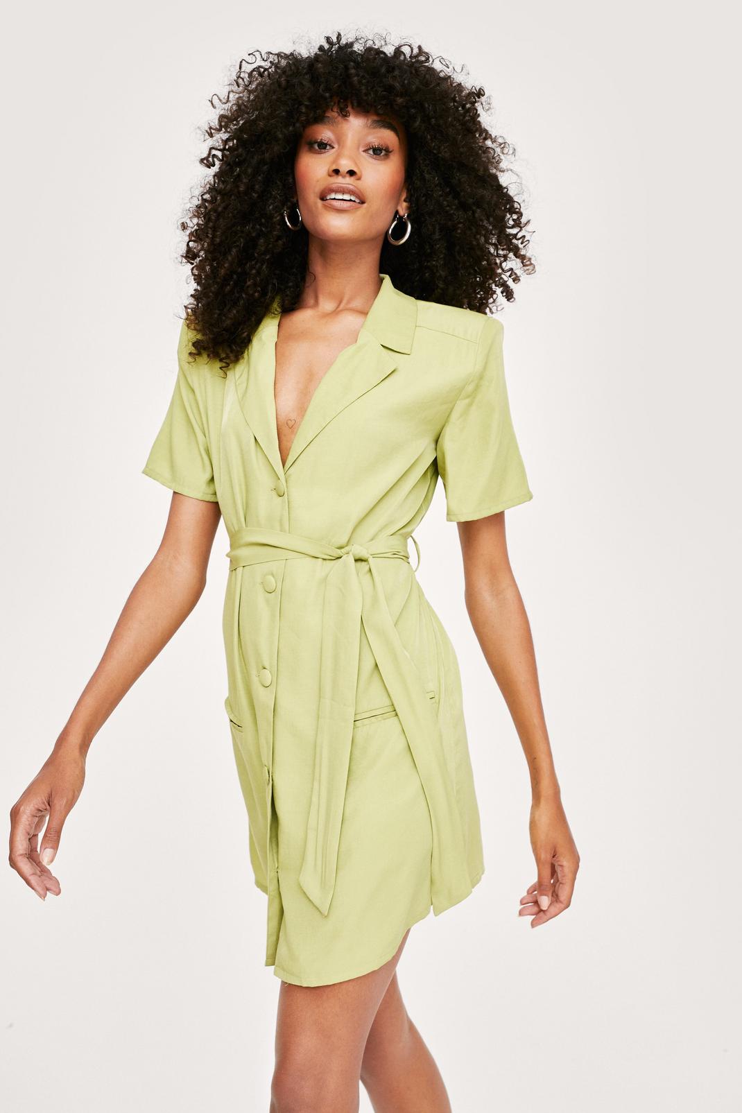 belted linen shirt dress