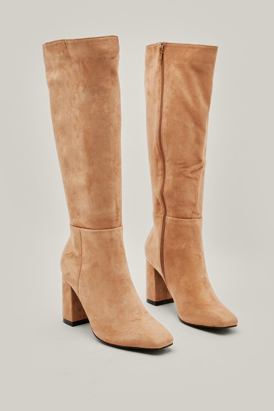 Camel Round Toe Knee High Slouchy Boot image number 1