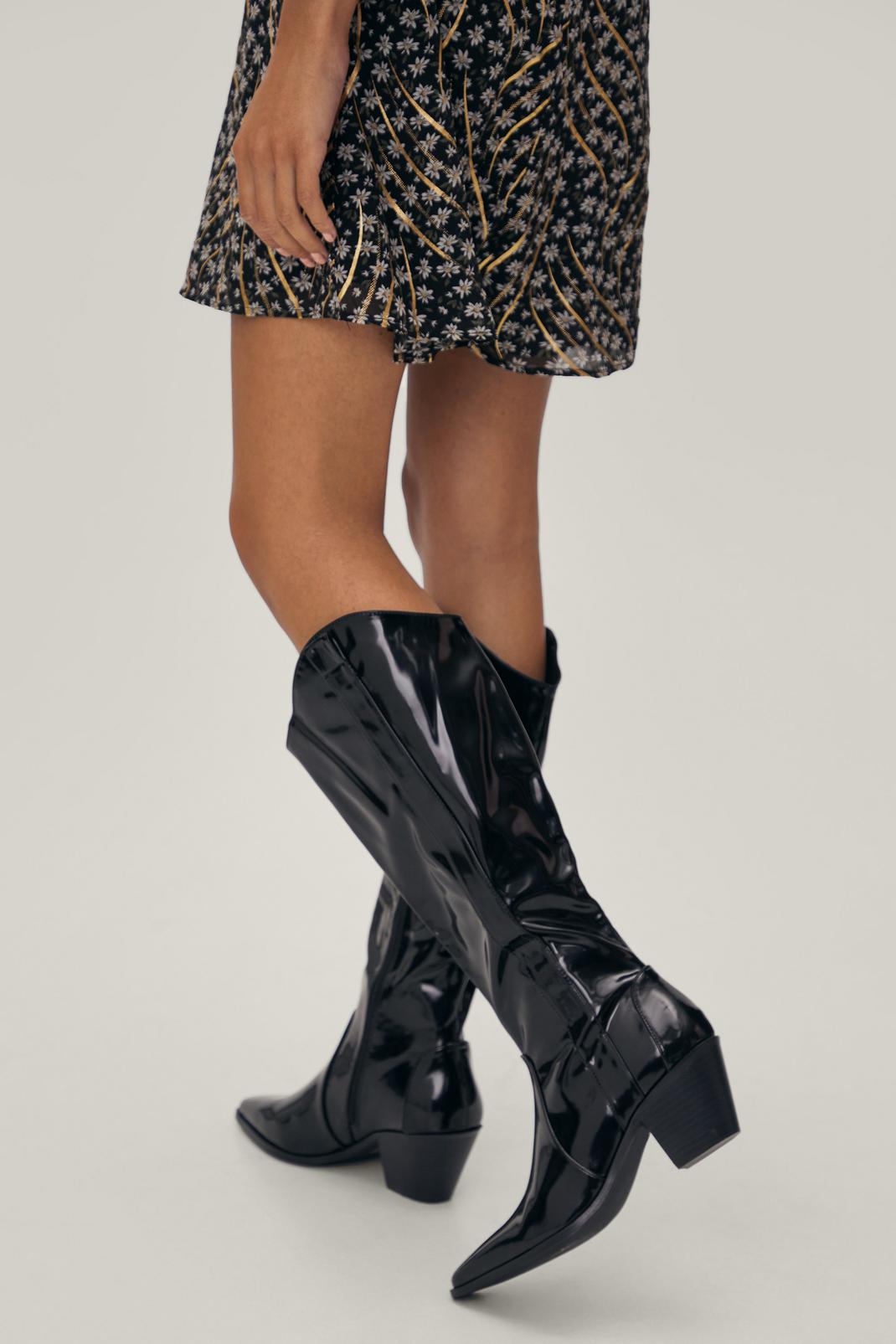 105 Faux Leather Squared Cowboy Boots image number 2