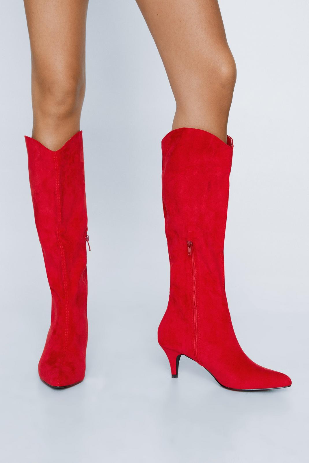 157 Pointed Knee High Faux Suede Boots image number 2