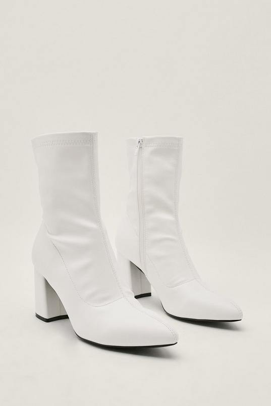 Faux Leather Block Heel Sock Boots | Nasty Gal