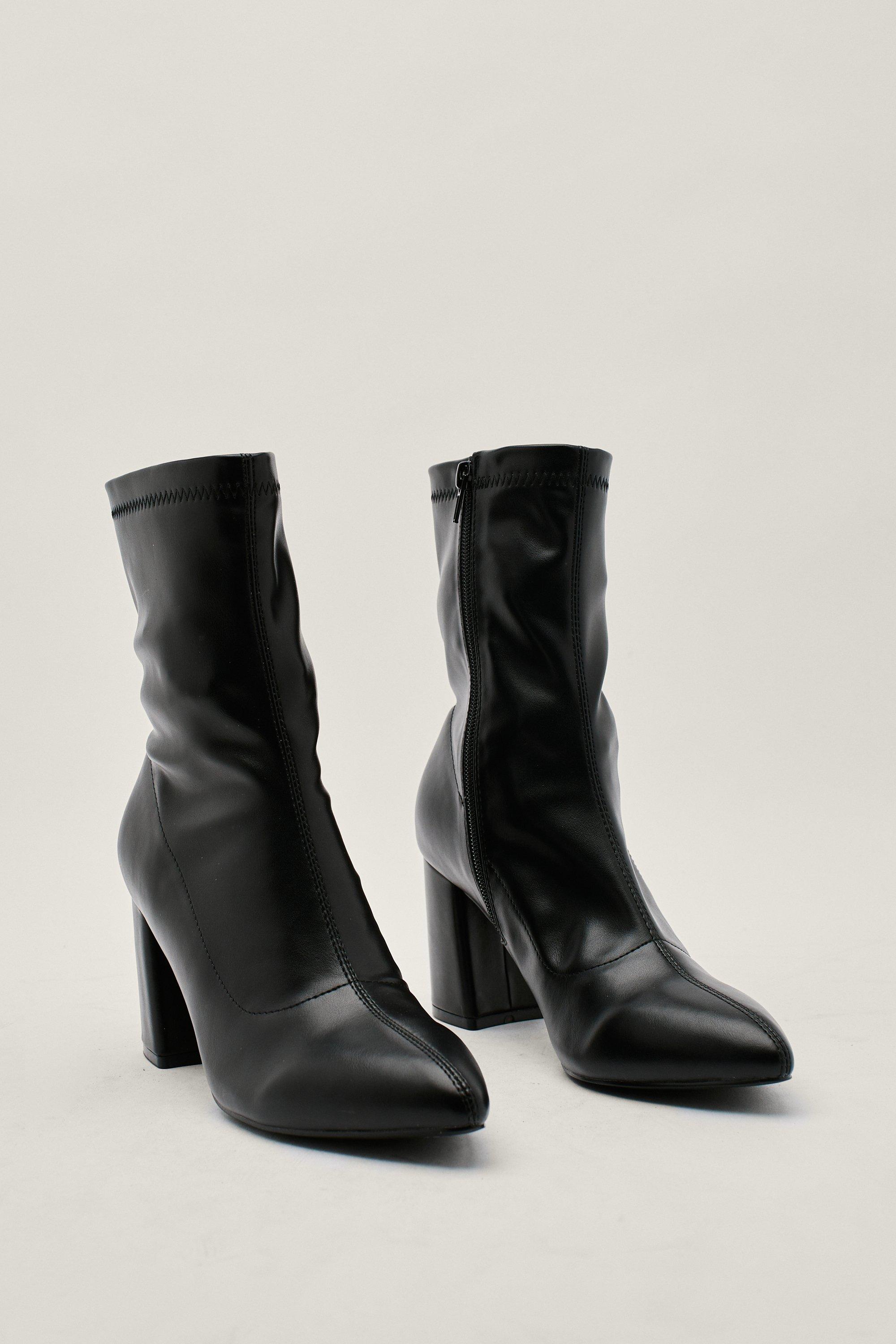 Faux leather block heel boots hotsell