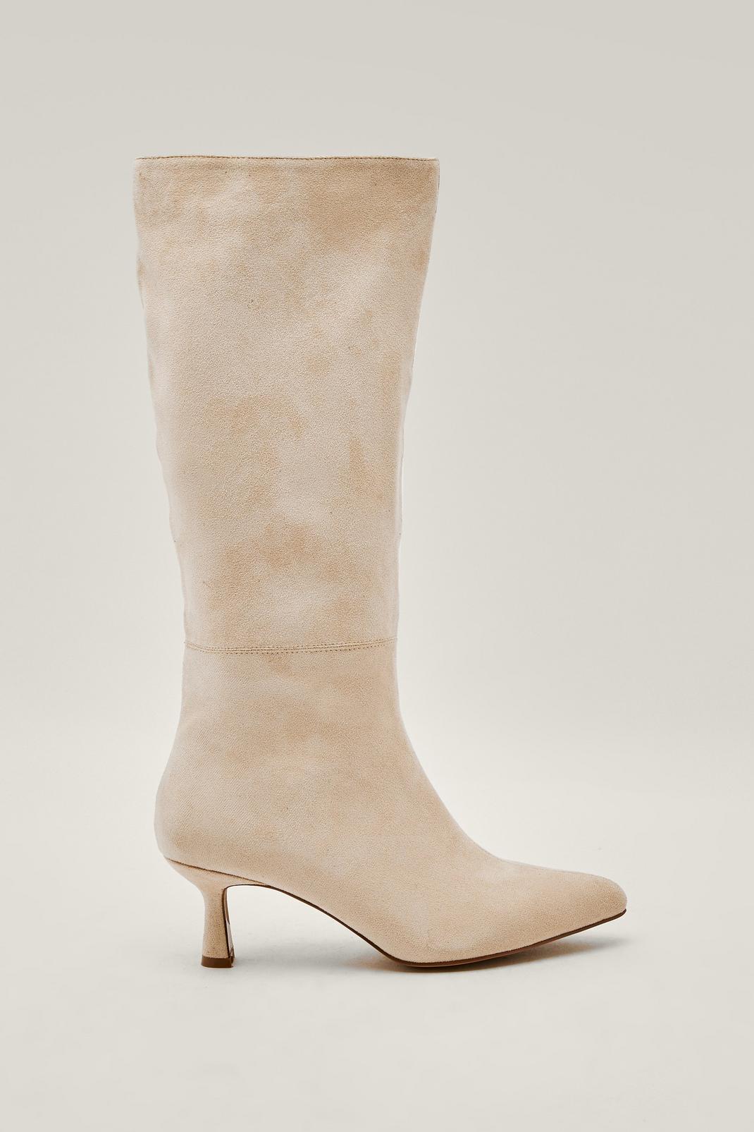 103 Knee High Pointed Faux Suede Boots image number 2