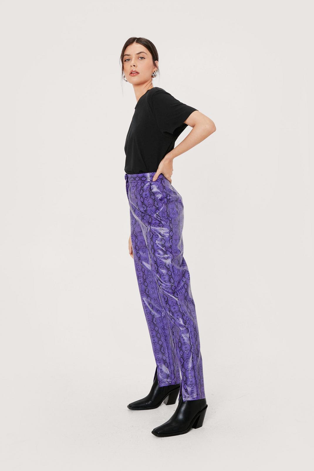 567 Faux Leather Snake High Waisted Pants image number 2