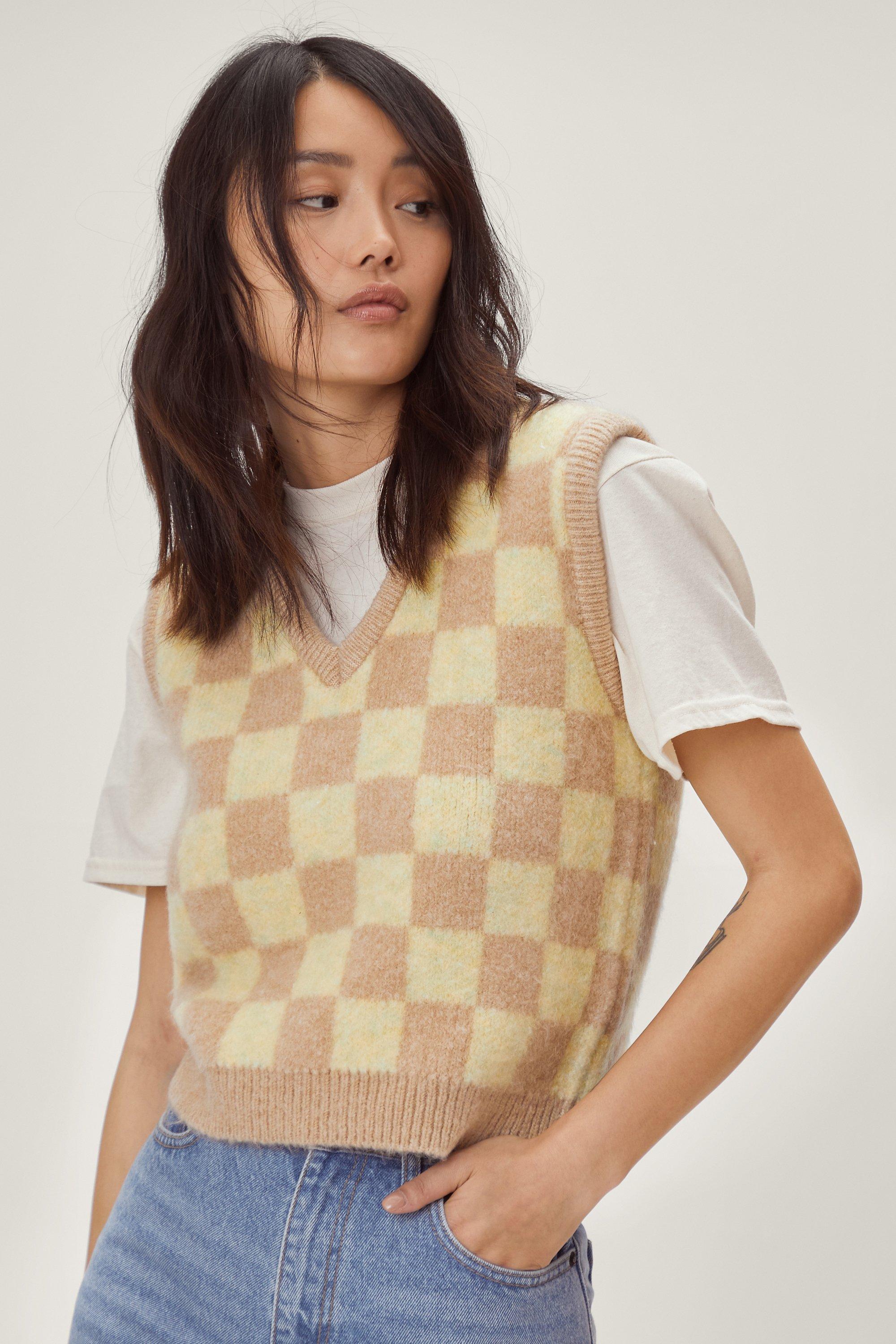 Checkered Knit Vest