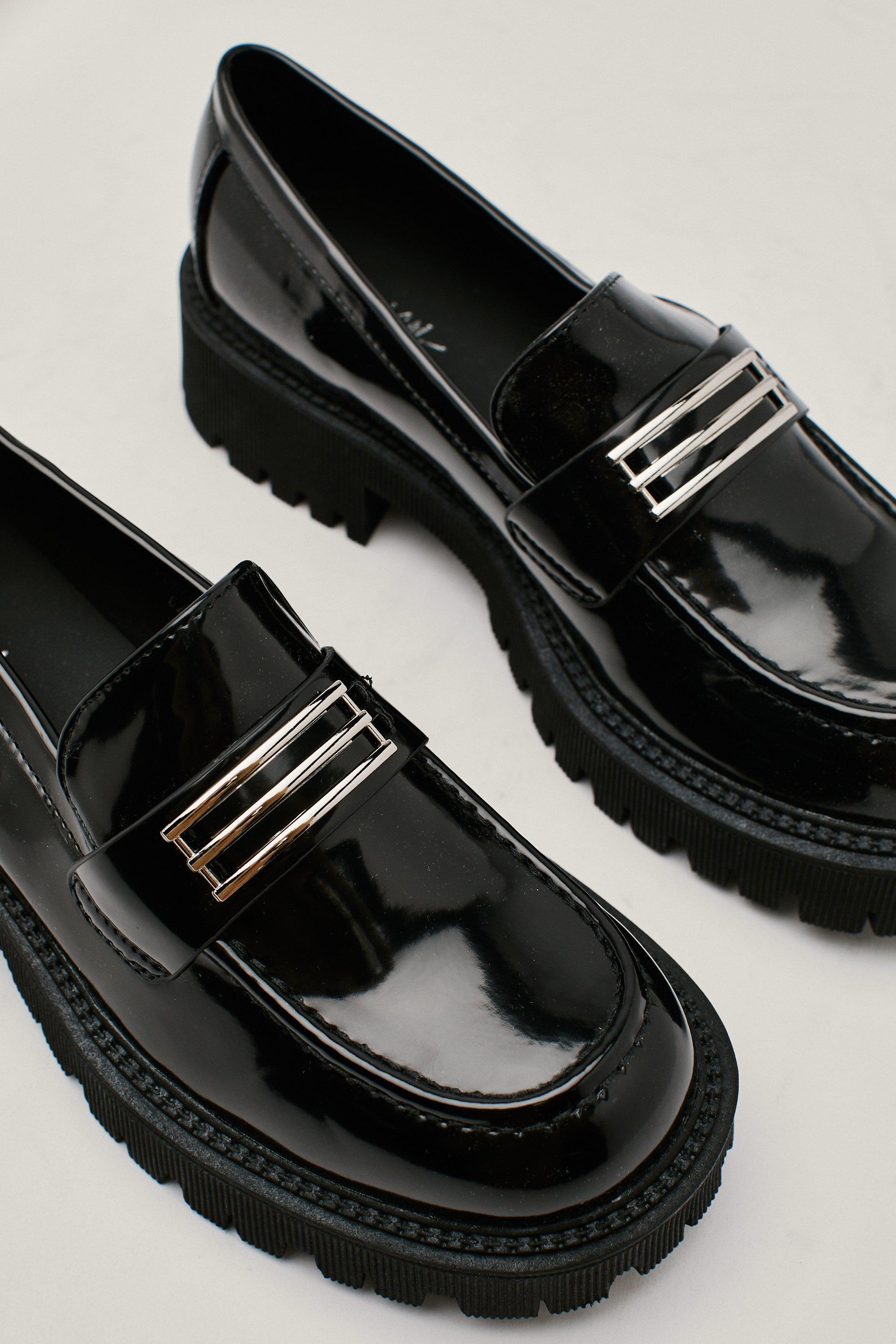 faux leather loafers womens